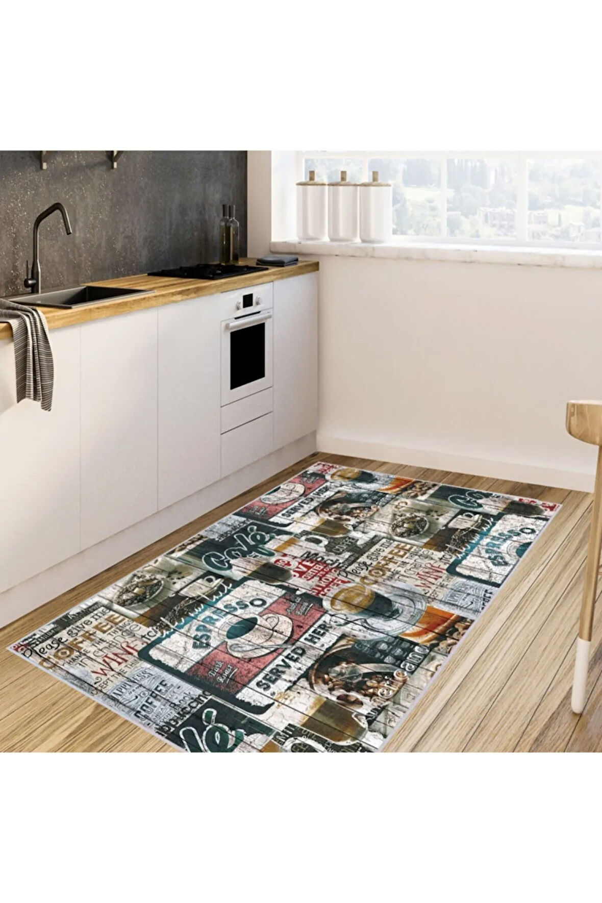 Dijital Baskı Yıkanabilir Kaymaz Taban Mutfak Halısı RVG2004
