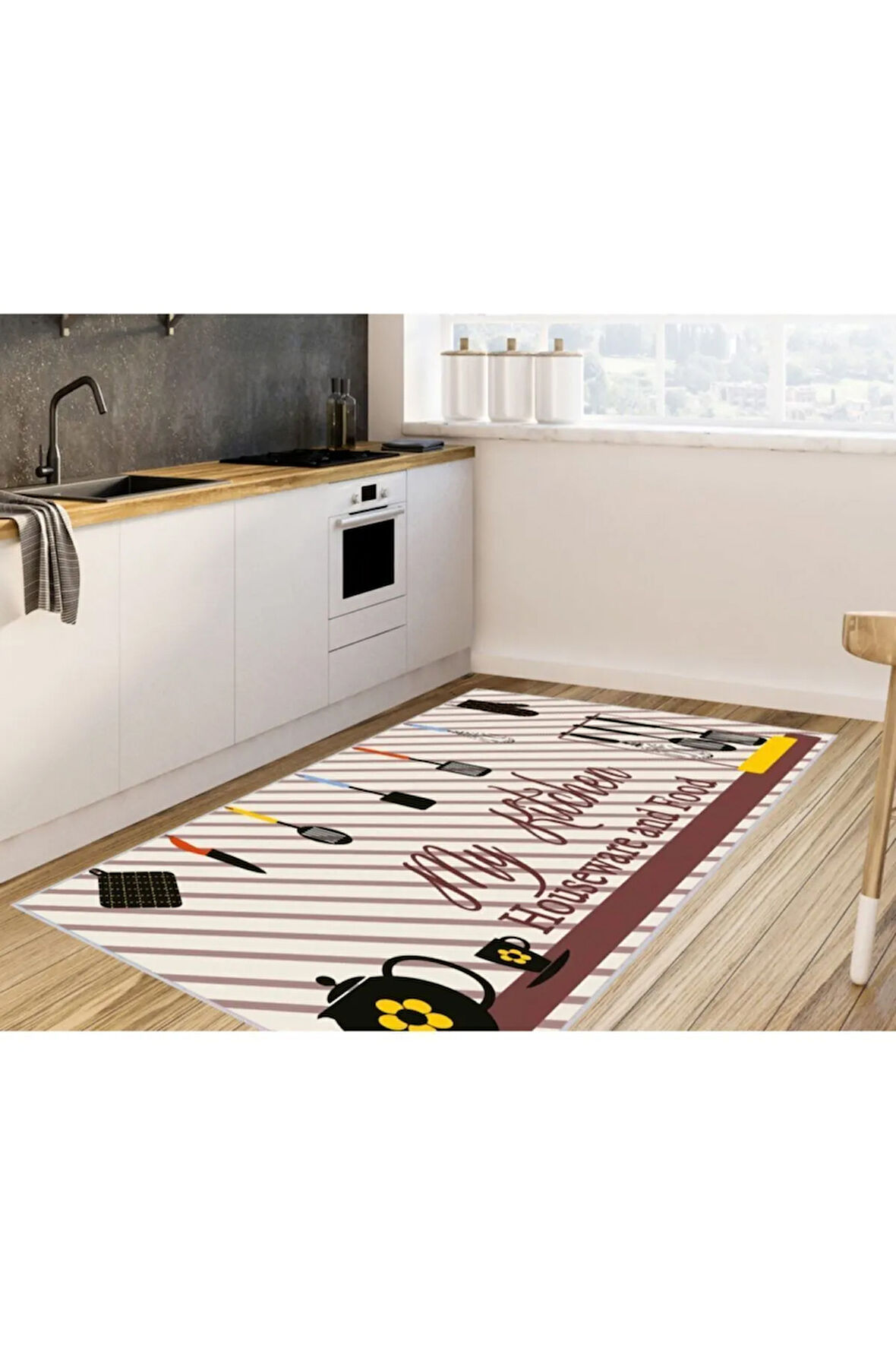 Dijital Baskı Yıkanabilir Kaymaz Taban Mutfak Halısı Ve Yolluk RVG2005