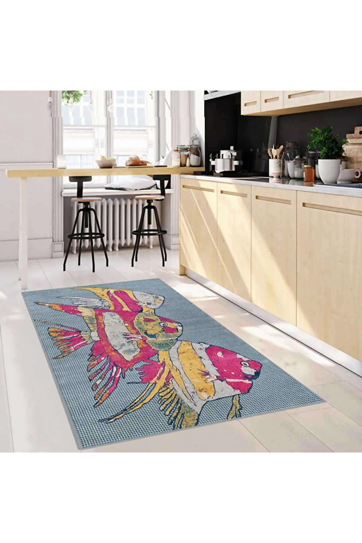 Dijital Baskı Yıkanabilir Kaymaz Taban Mutfak Halısı RVG2044