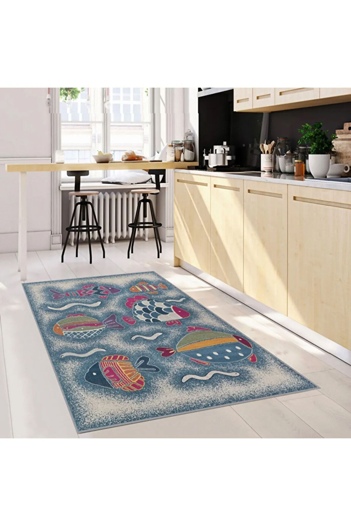 Dijital Baskı Yıkanabilir Kaymaz Taban Mutfak Halısı RVG2047