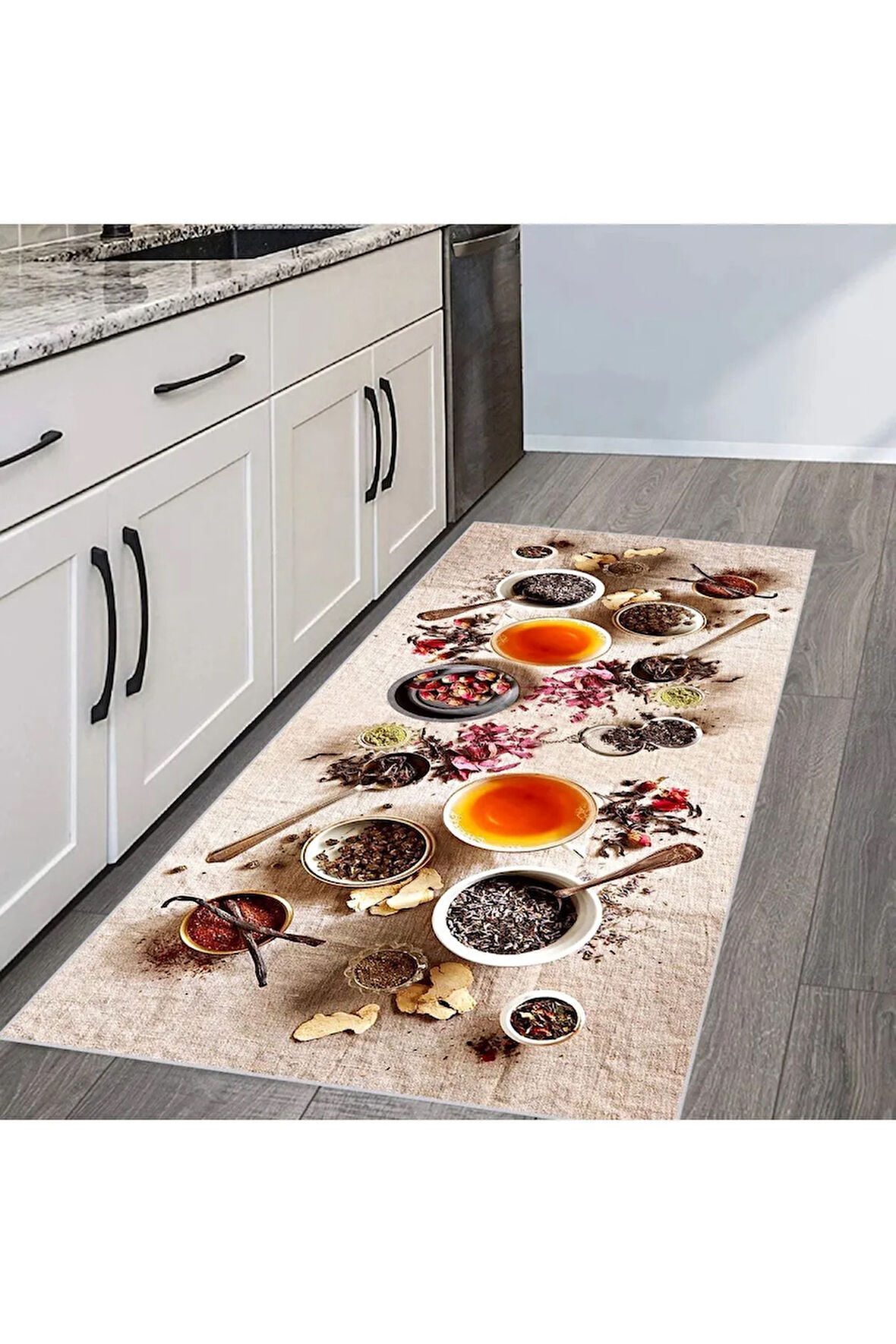Dijital Baskı Yıkanabilir Kaymaz Taban Mutfak Halısı RVG2071