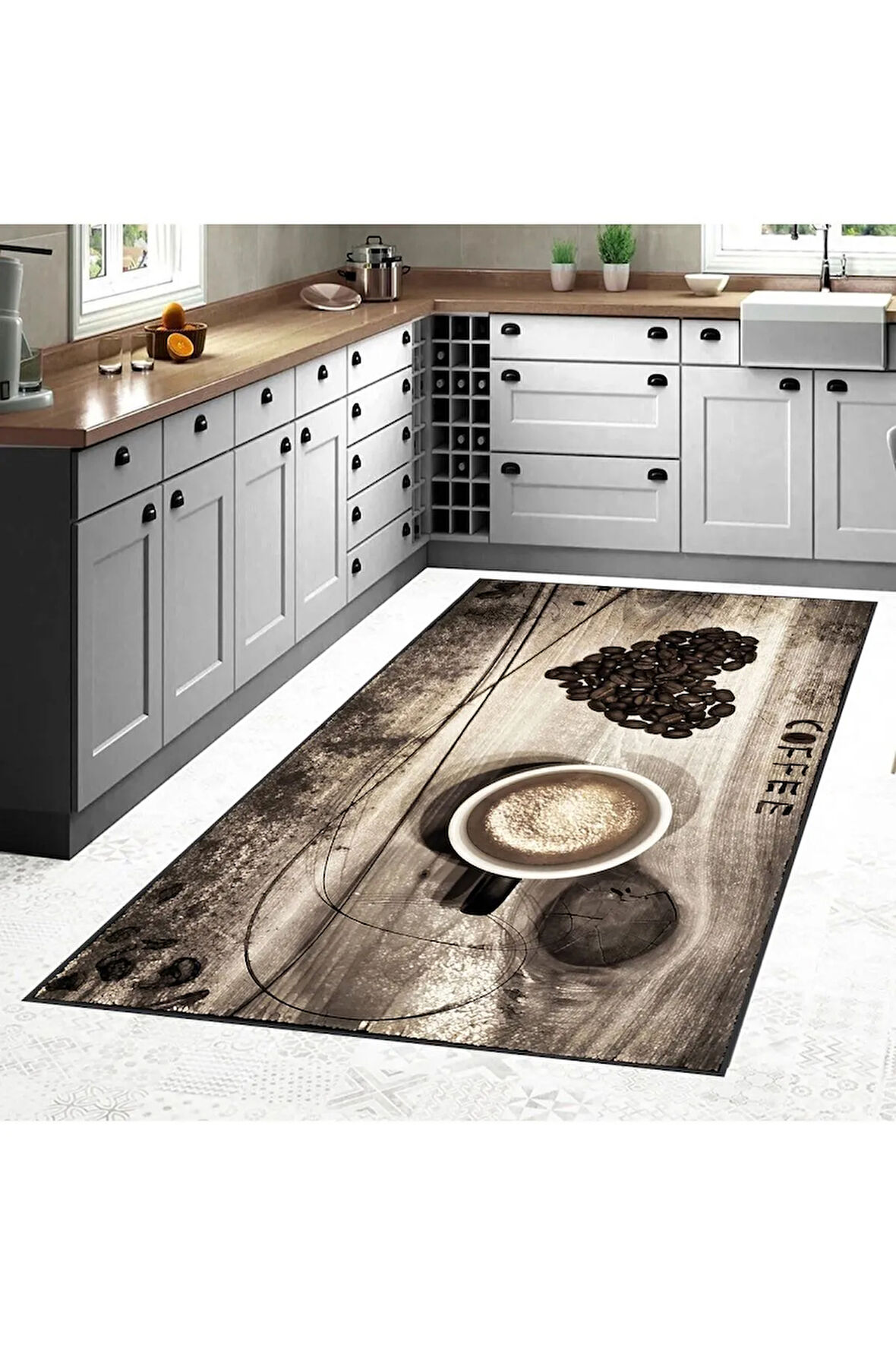 Dijital Baskı Yıkanabilir Kaymaz Taban Mutfak Halısı RVG2089-SD510