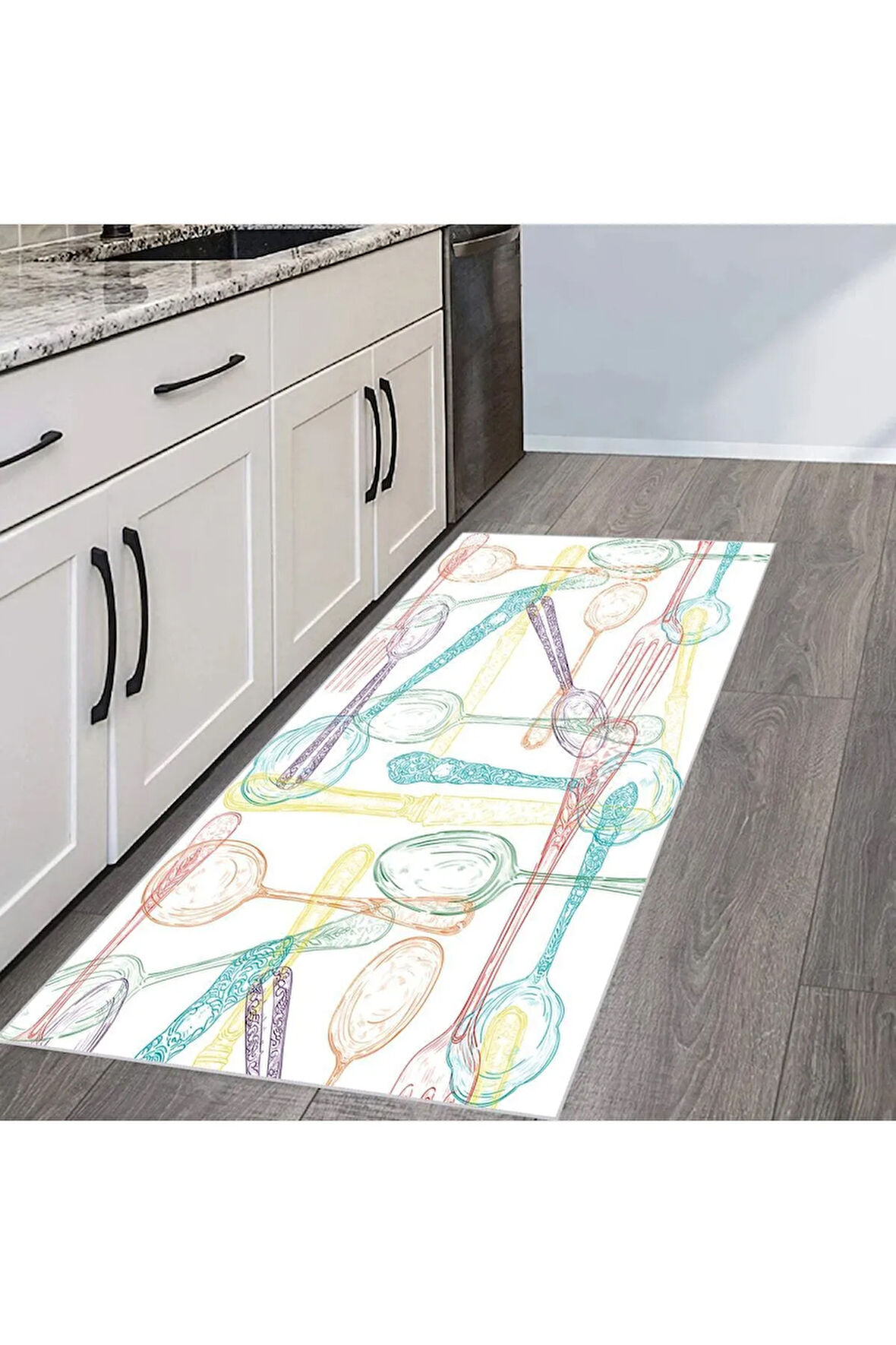 Dijital Baskı Yıkanabilir Kaymaz Taban Mutfak Halısı RVG2092-SD034