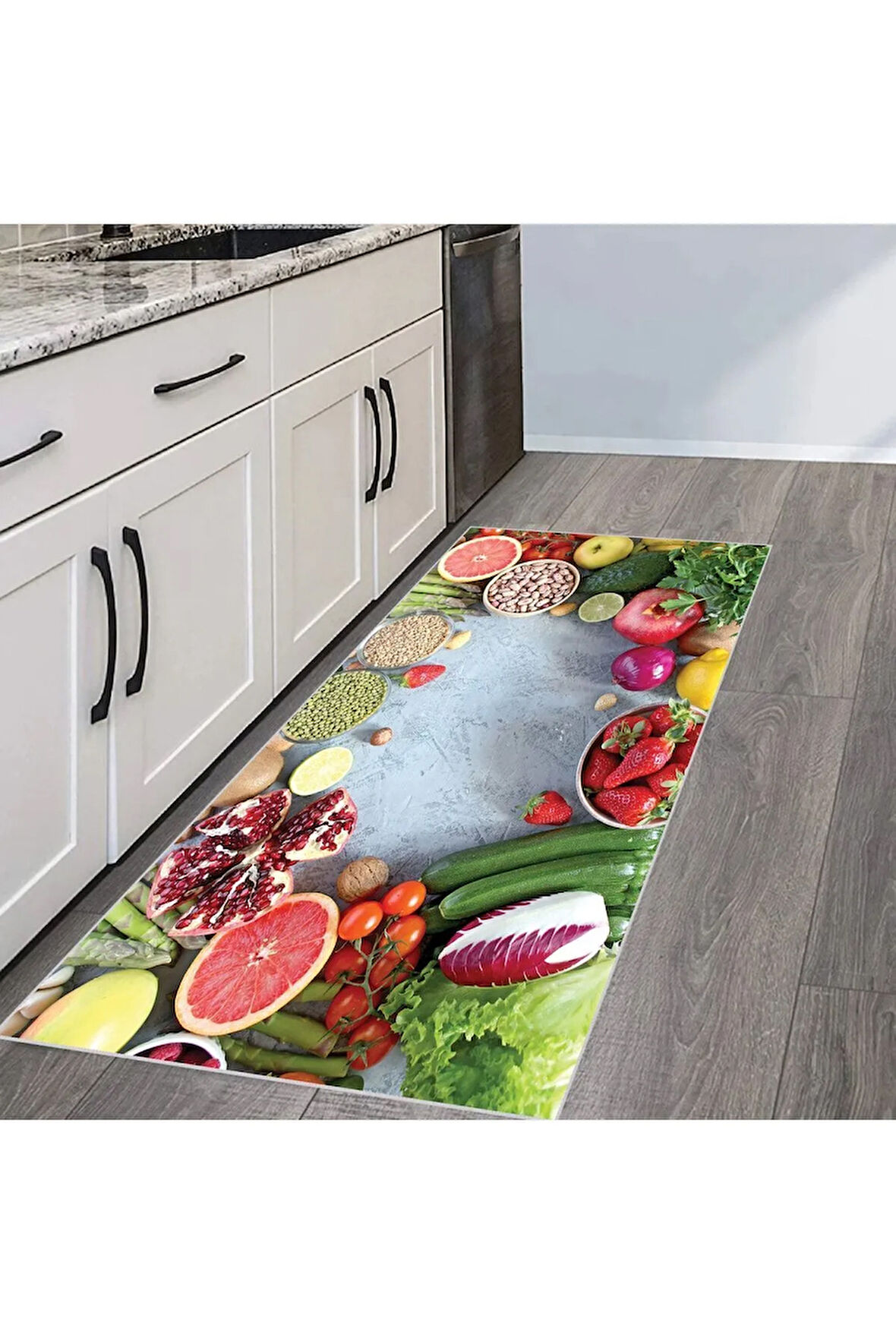 Dijital Baskı Yıkanabilir Kaymaz Taban Mutfak Halısı RVG2096-SD138