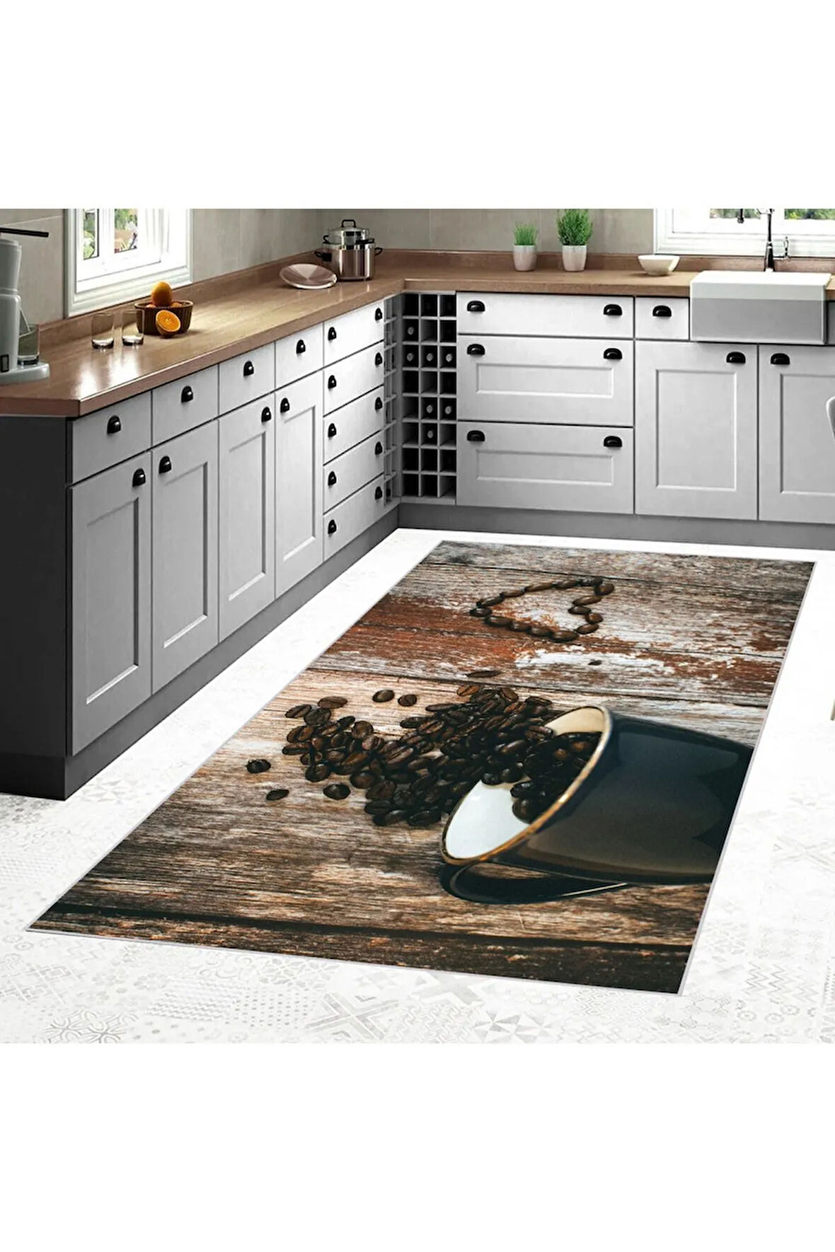 Dijital Baskı Yıkanabilir Kaymaz Taban Mutfak Halısı RVG2100-SD178