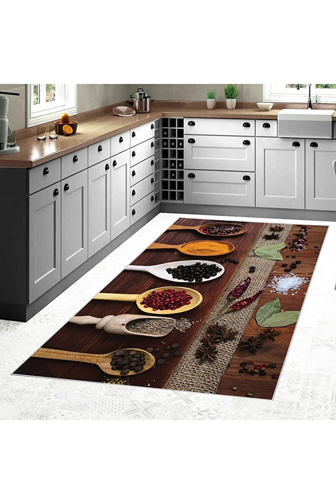 Dijital Baskı Yıkanabilir Kaymaz Taban Mutfak Halısı Ve Yolluk RVG2107-SD735
