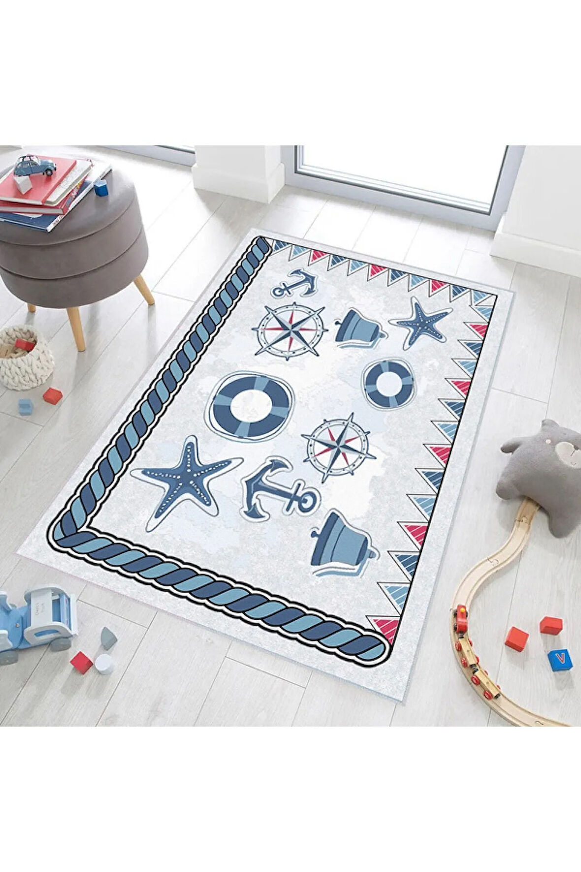 Dijital Baskı Yıkanabilir Kaymaz Taban Çocuk Halısı RVG4052-SD1176