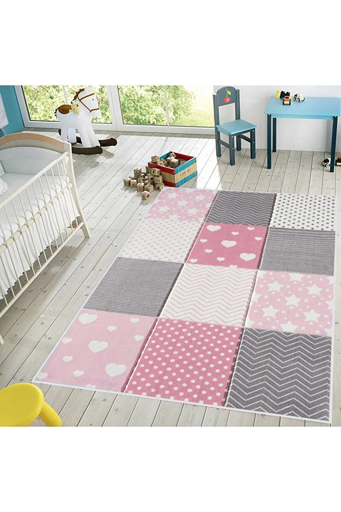 Dijital Baskı Yıkanabilir Kaymaz Taban Çocuk Halısı RVG4072