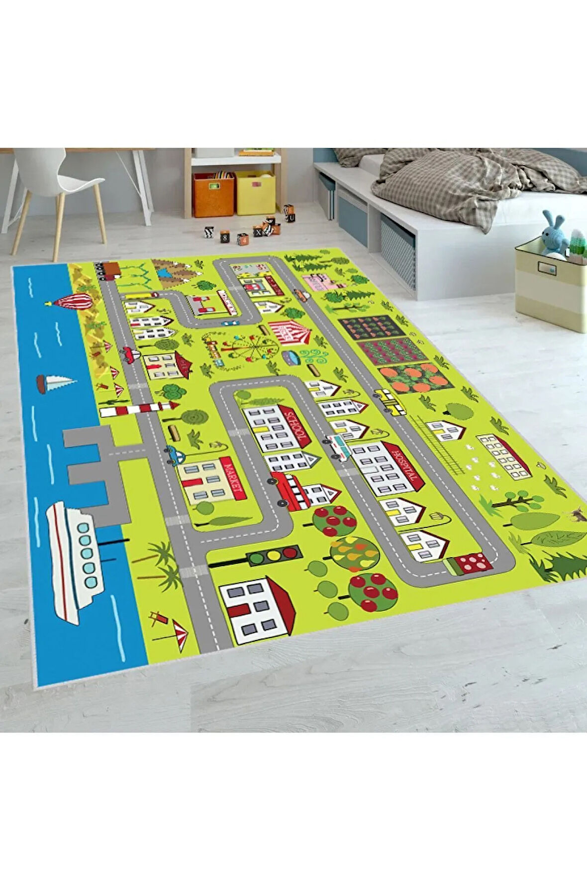 Dijital Baskı Yıkanabilir Kaymaz Taban Çocuk Halısı Ve Yolluk RVG4102-SD630