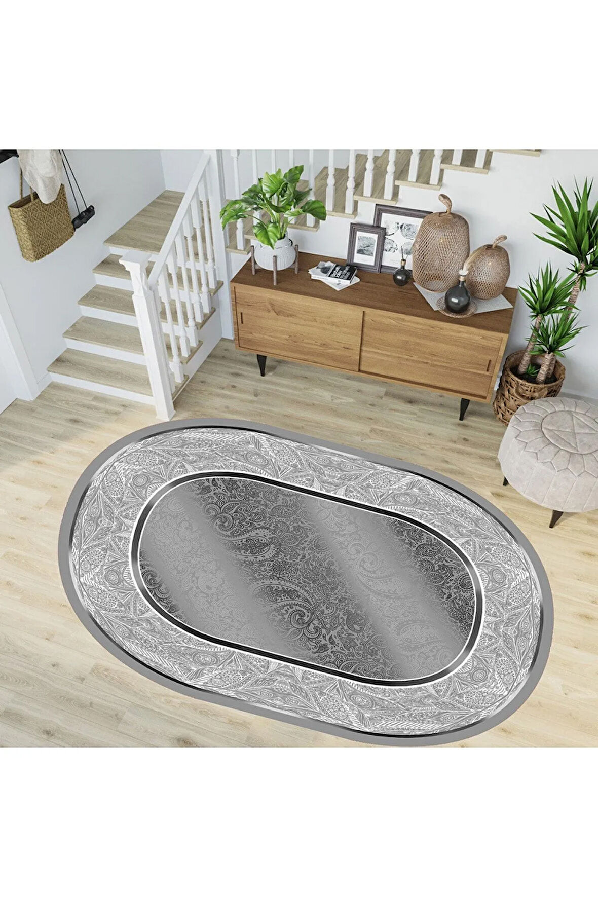 Dijital Baskı Yıkanabilir Kaymaz Taban Oval Salon Halısı Rvg7240-sd1024