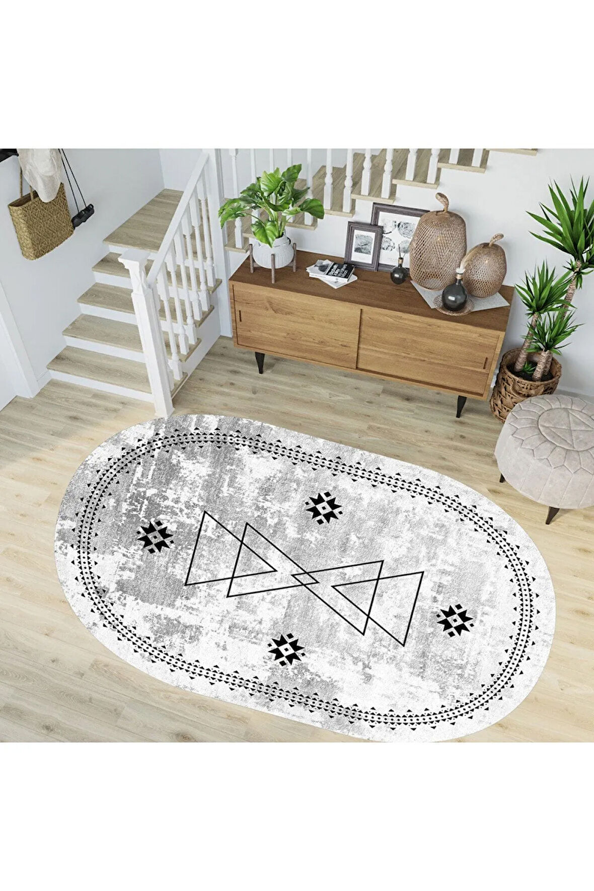 Dijital Baskı Yıkanabilir Kaymaz Taban Oval Salon Halısı Rvg7241-sd1030