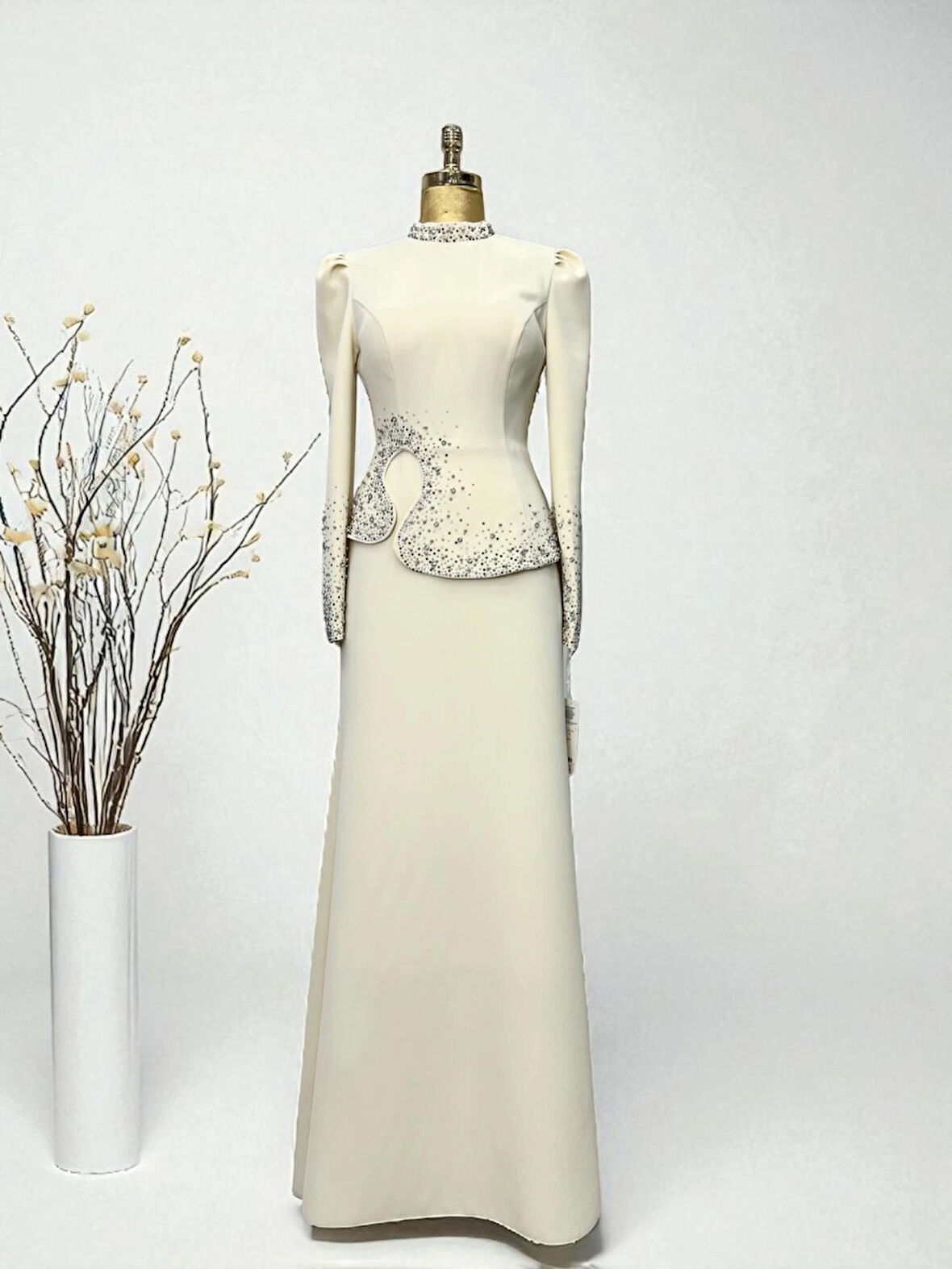 KREP TAŞ DETAYLI ABİYE ZARİF