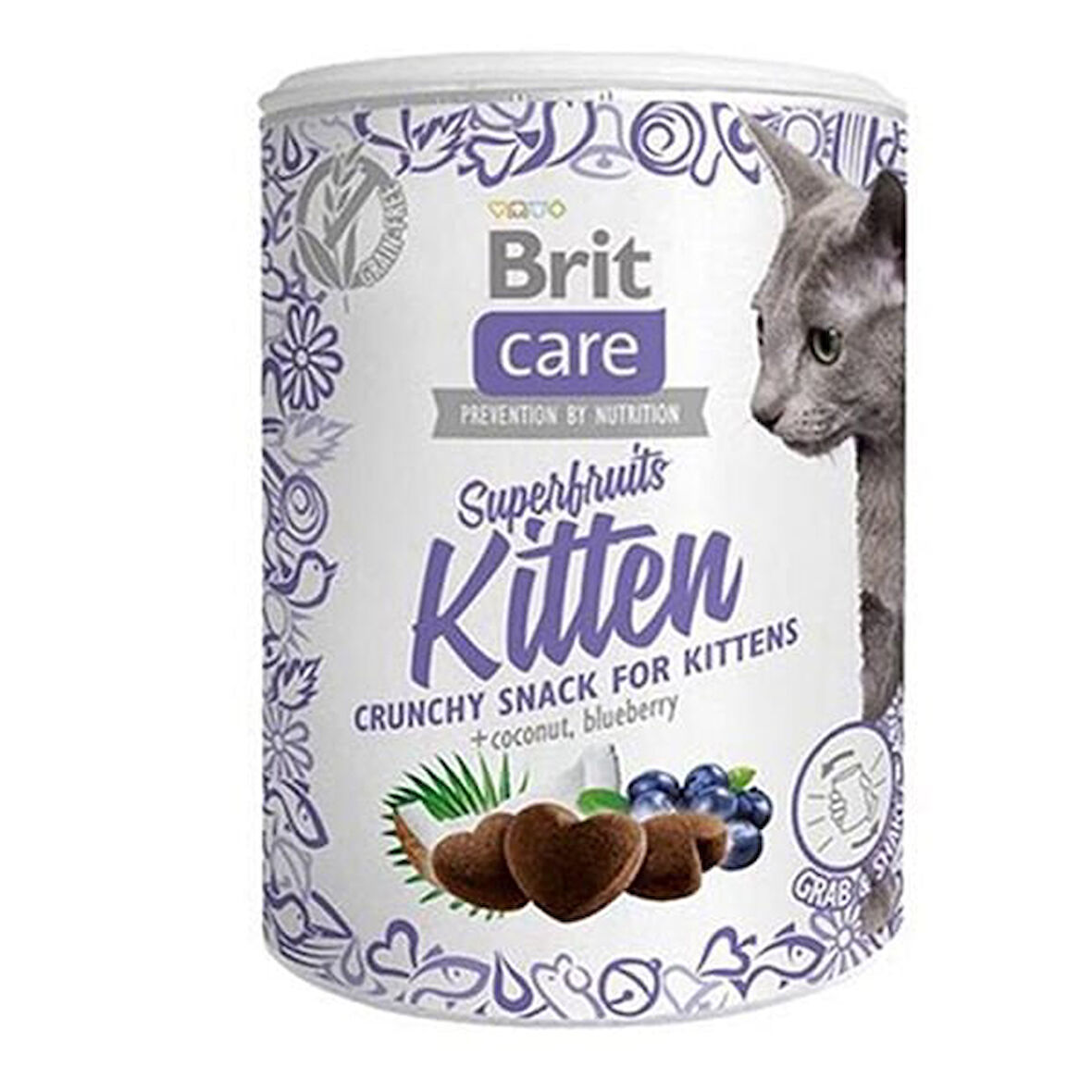 Brit Care Süper Fruits Hindistan Cevizli ve Yaban Mersinli Yavru Kedi Ödül Maması 100 Gr