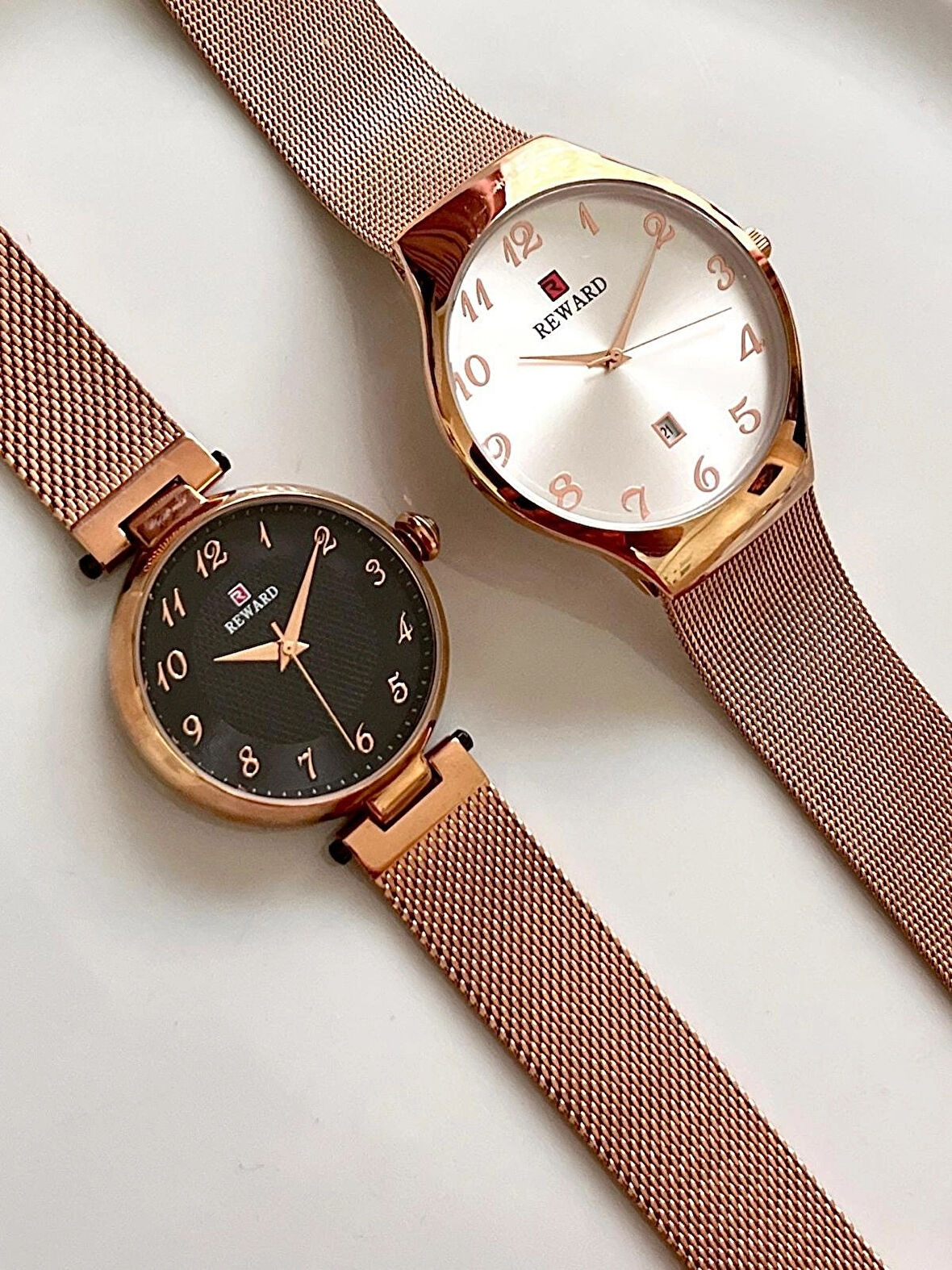Reward Rose Gold Hasır Kordon Klasik Rakamlı Model Sevgili Çift Kol Saatleri
