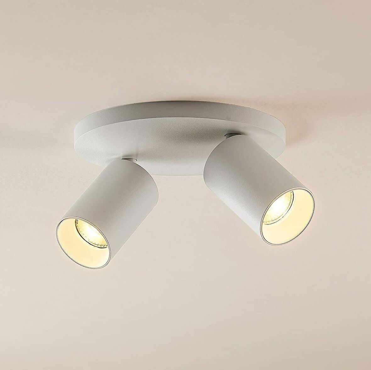 Rsylight Metal Modern Spor 2 Lİ Beyaz Mafsallı Led Spot Avize Beyaz Ampullü 