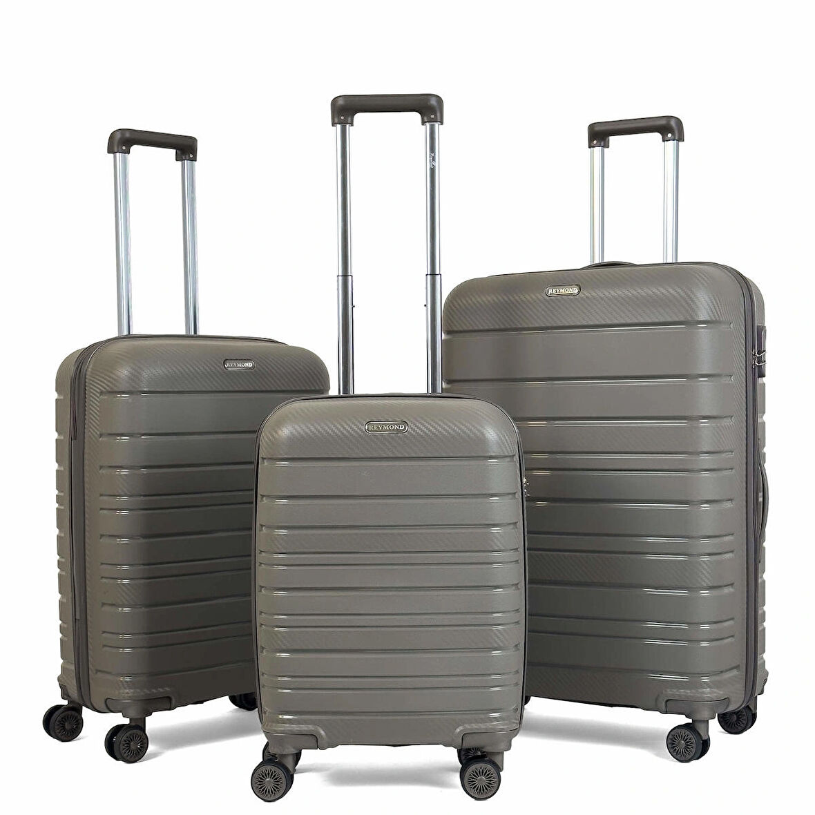 Karbon PP Horizon Serisi Kırılmaz Valiz, Taş - 3'lü Set