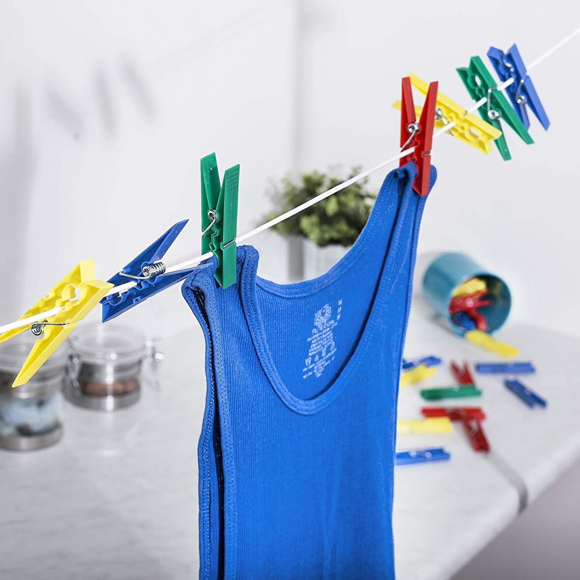24 Adet Plastik Çamaşır Mandalı, İz Bırakmaz, Ekstra Dayanıklı