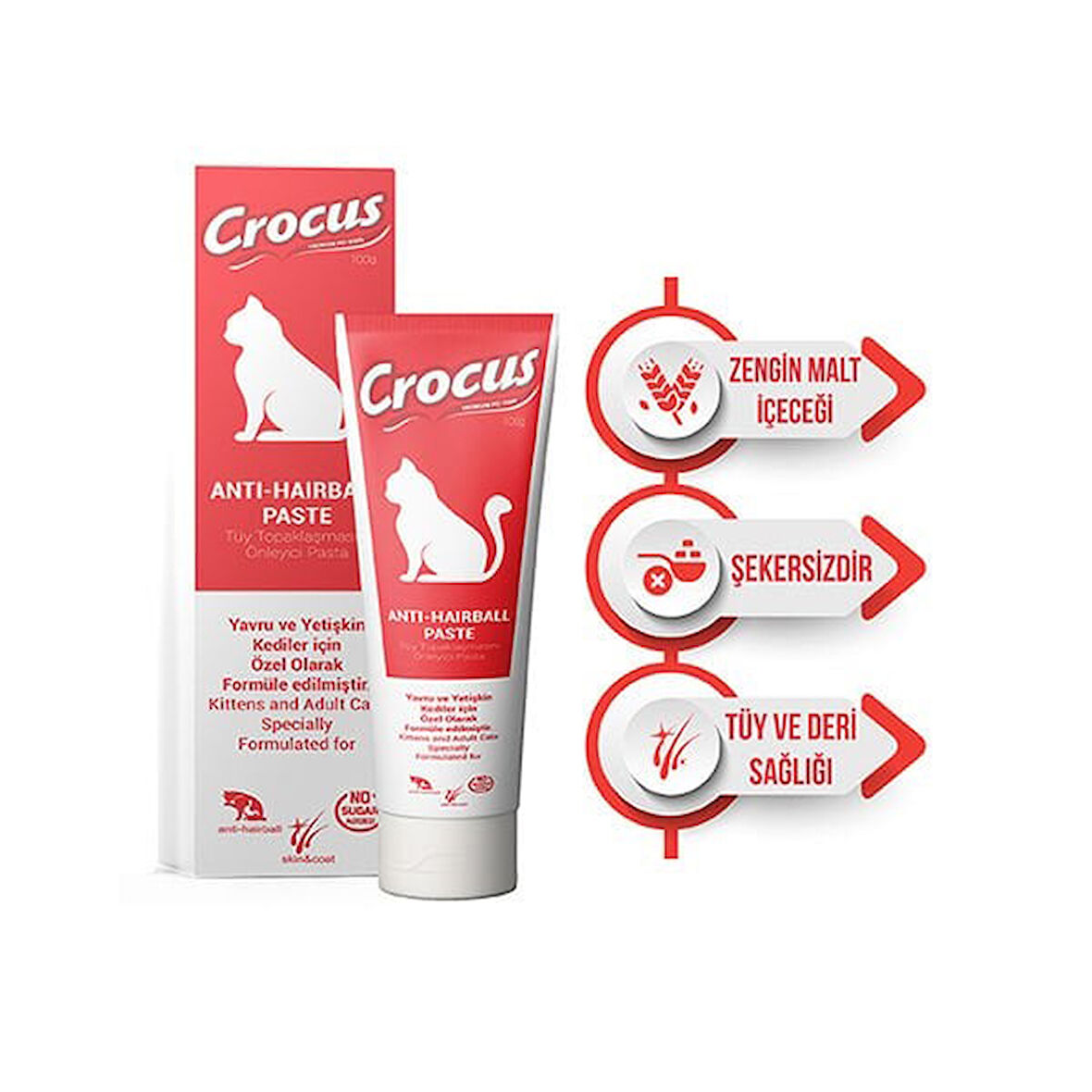 Crocus Anti Hairball Tüy Yumağı Önleyici Kedi Maltı 100 Gr