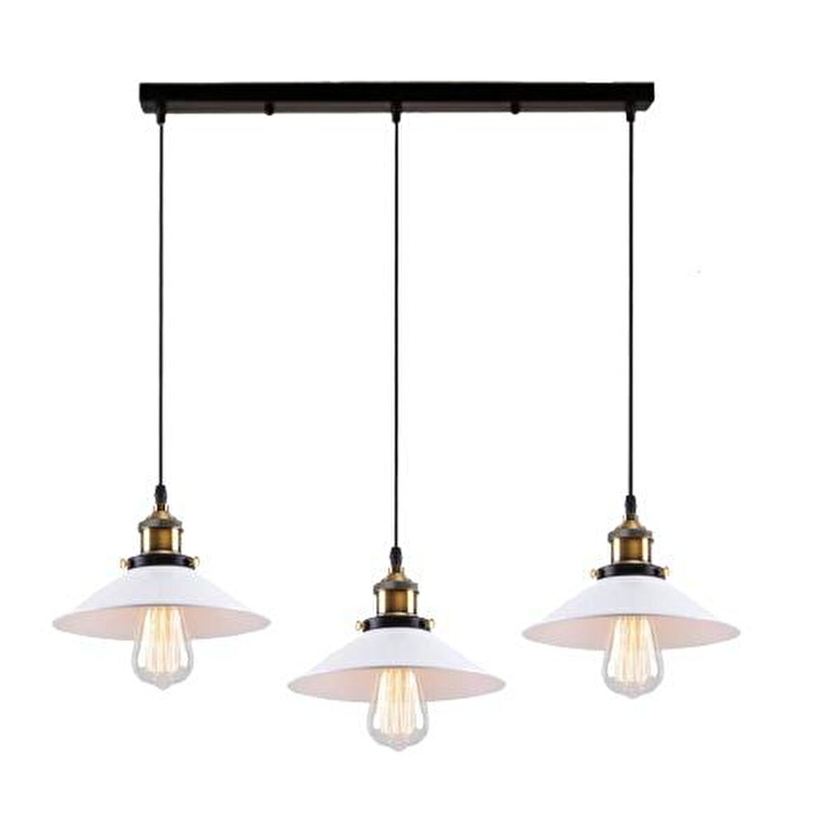 RYS Tasarım Retro Metal Beyaz Sıralı Sarkıt Avize Genişlik:60cm