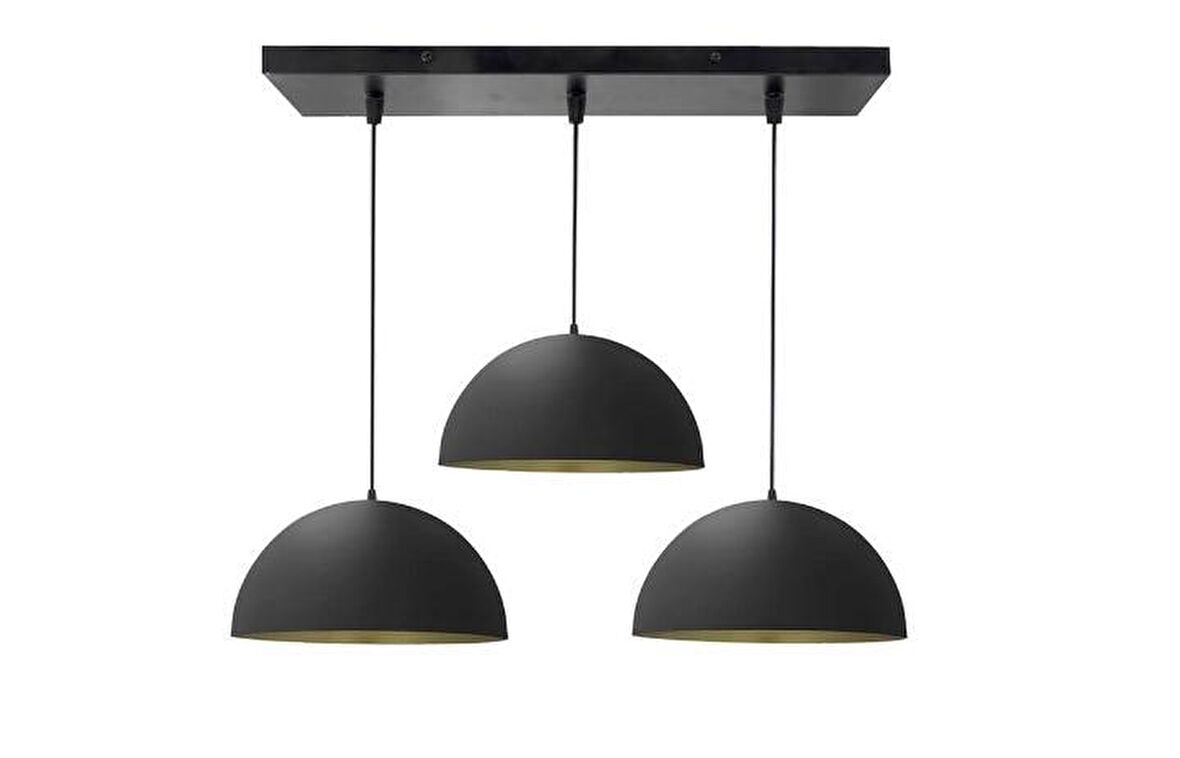 Retro Metal Rustik Siyah 3 Lü Masa Üstü Sıralı Dekoratif Modern Sarkıt Avize