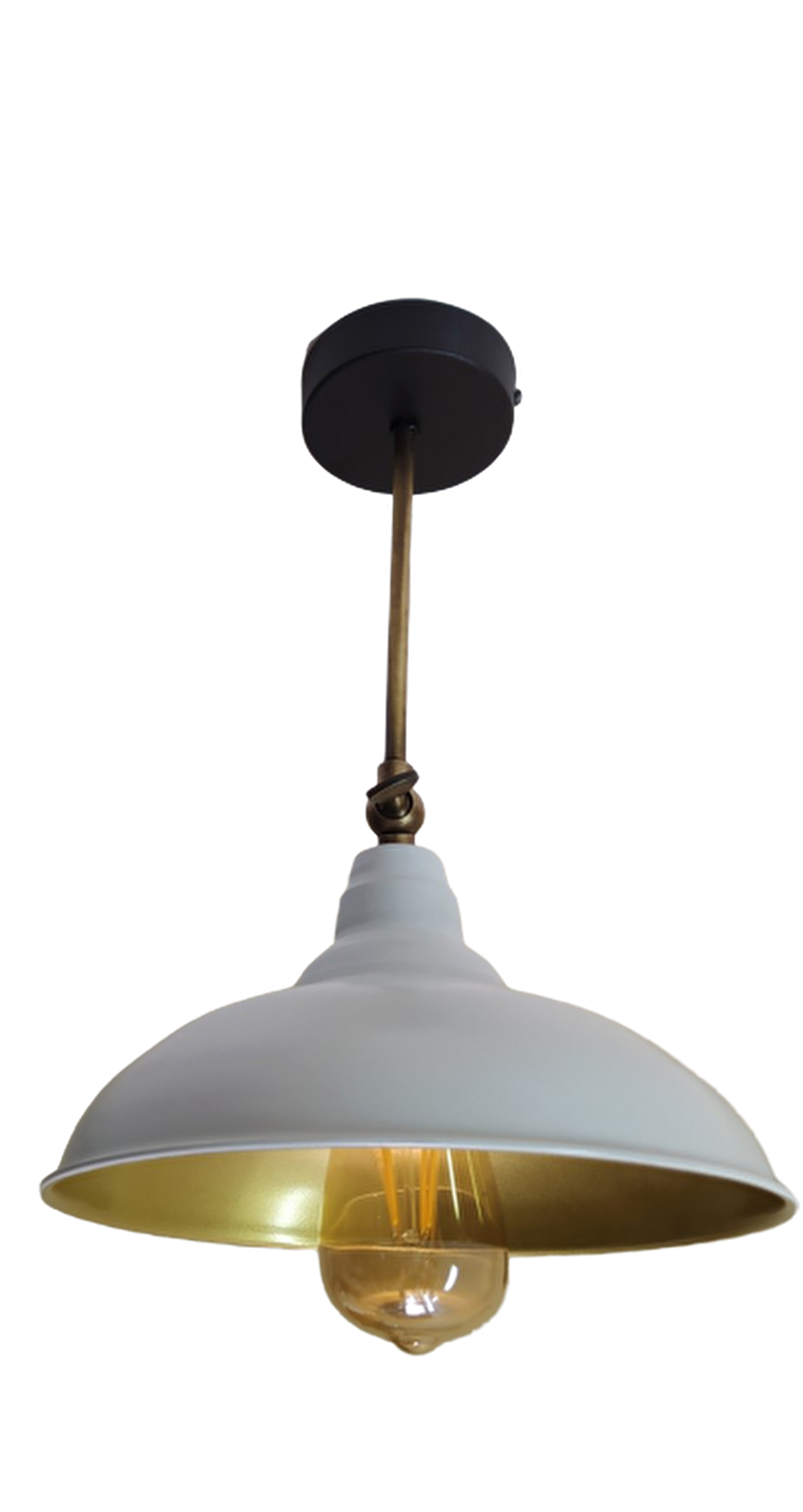 Retro Metal Mafsallı Tavan Avize Rustik Tekli Sarkıt Beyaz İçi Sarı