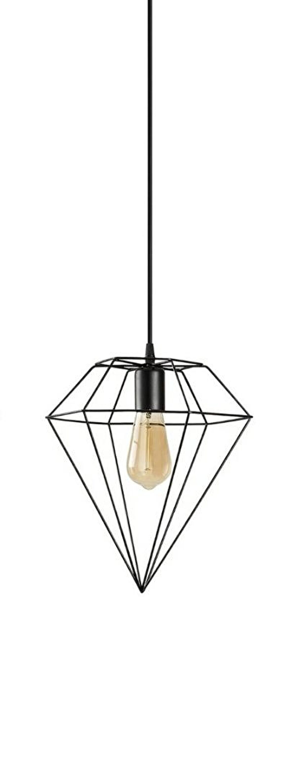 Modern Siyah Rustik Retro Metal Prizma Dekoratif Tekli Sarkıt Avize