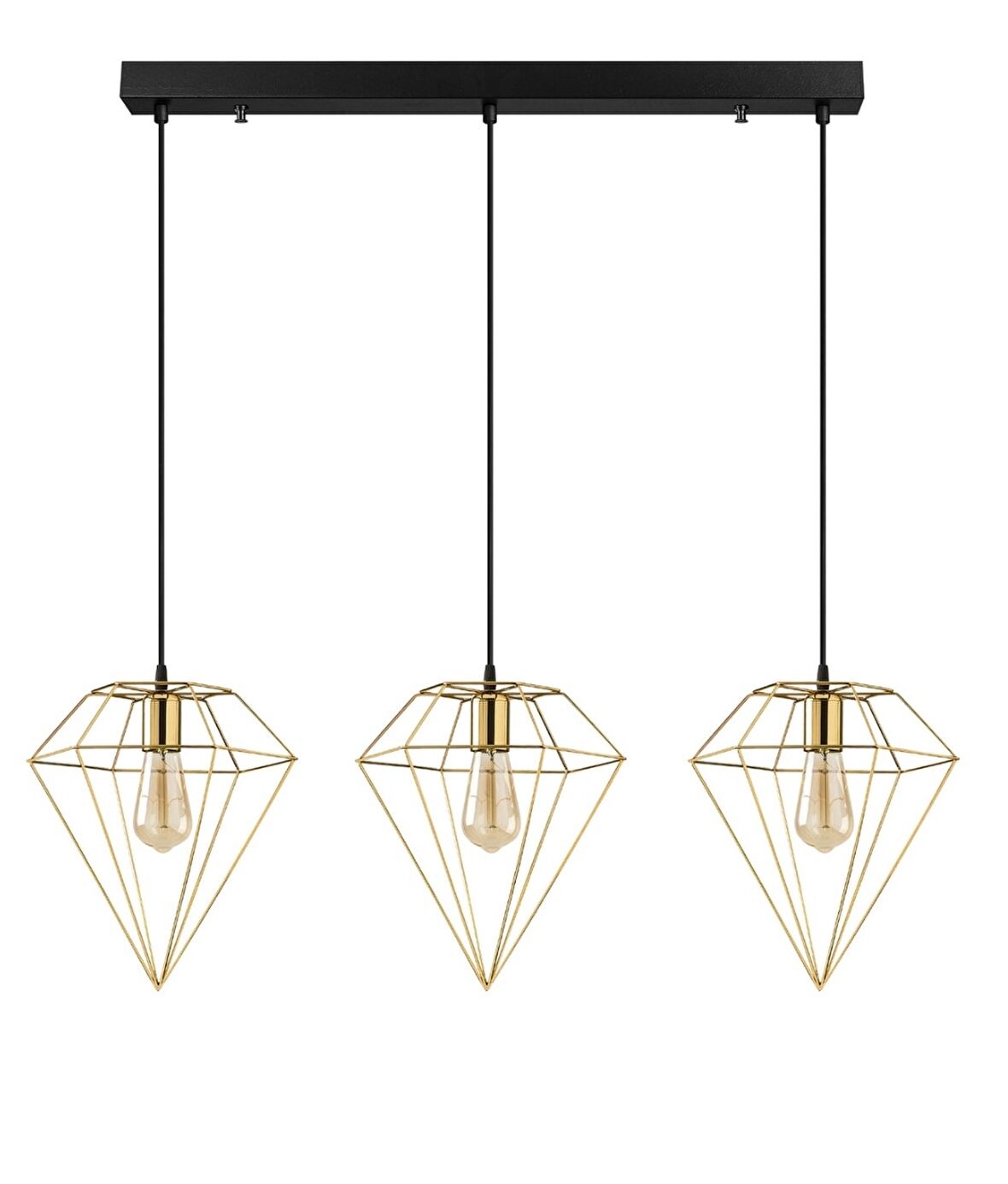 Modern Gold 3 Lü Masa Üstü Sıralı Rustik Retro Metal Prizma Dekoratif Sarkıt Avize