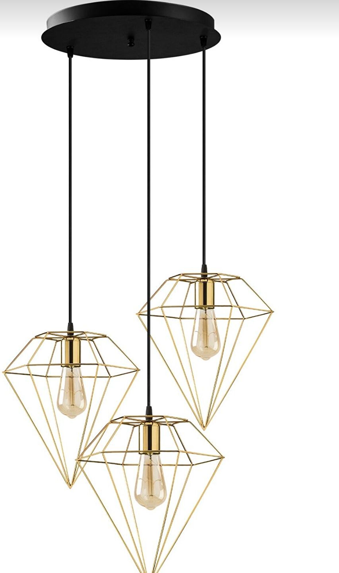 Modern Gold 3 Lü Rustik Retro Metal Prizma Dekoratif Sarkıt Avize