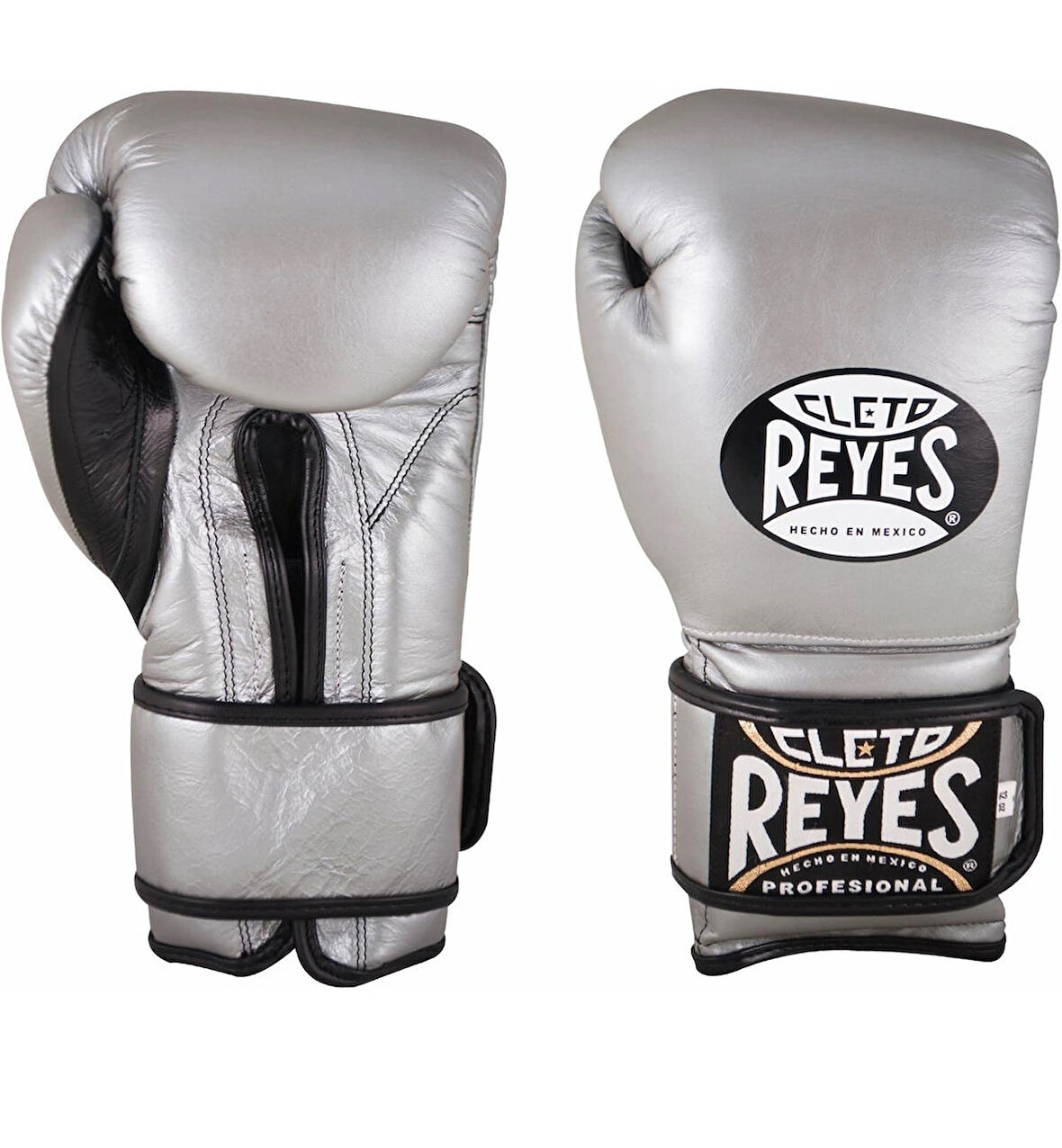 Cleto Reyes Silver Leather Strap & Attached Thumb And Hook & Loop Closure Boks Eldiveni