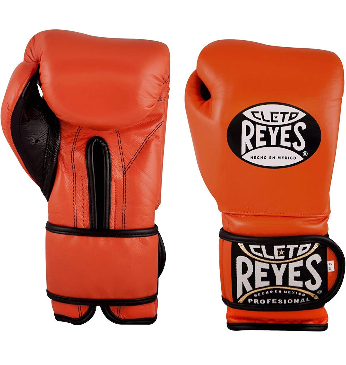 Cleto Reyes Orange Leather Strap & Attached Thumb And Hook & Loop Closure Boks Eldiveni