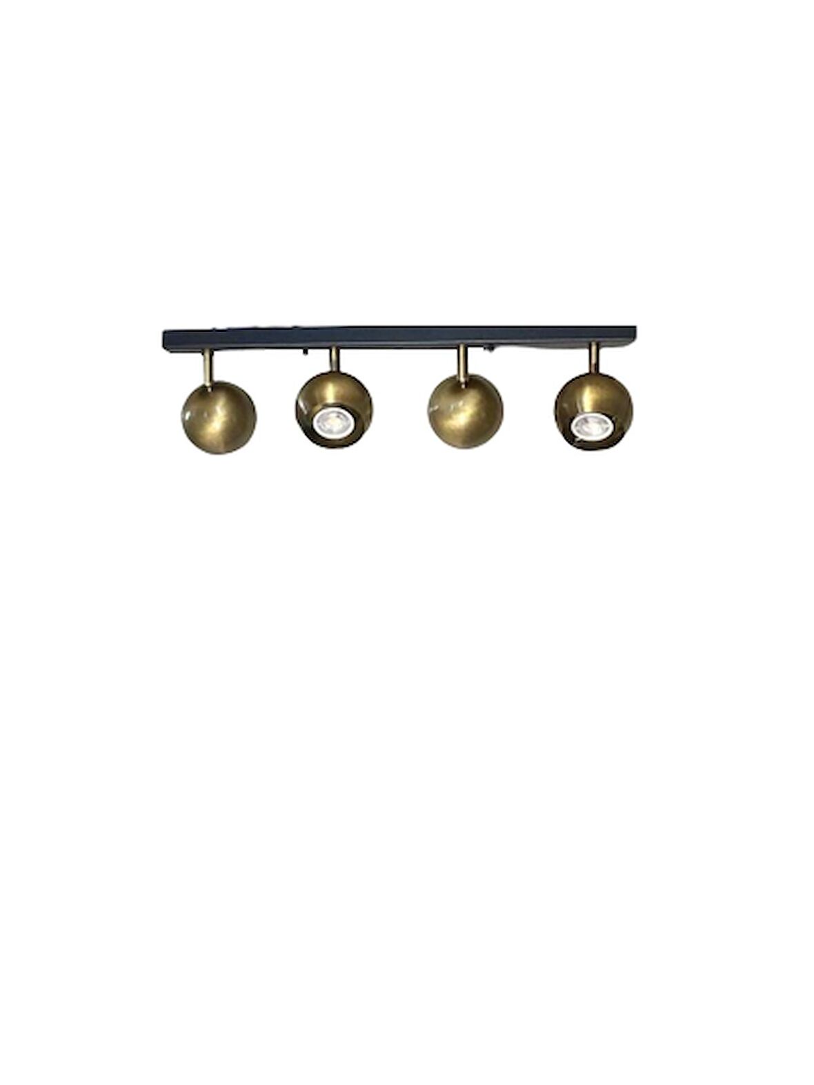 Rsylight Metal Modern 4 Lü Eskitme Kaplama  Masa Üstü Siyah Led Spot 180 Derece Hareketli Avize Beyaz Ampullü