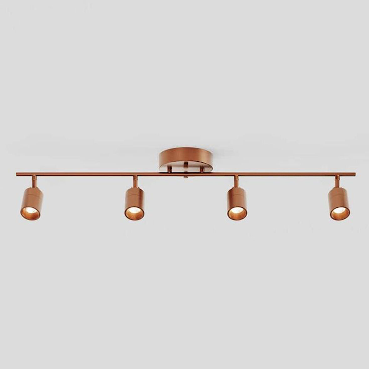 Rsylight Retro Mat Bakır Kaplama 180 Derece Hareketli Modern Spor 4 Lü Led Spot Avize Beyaz Ampullü