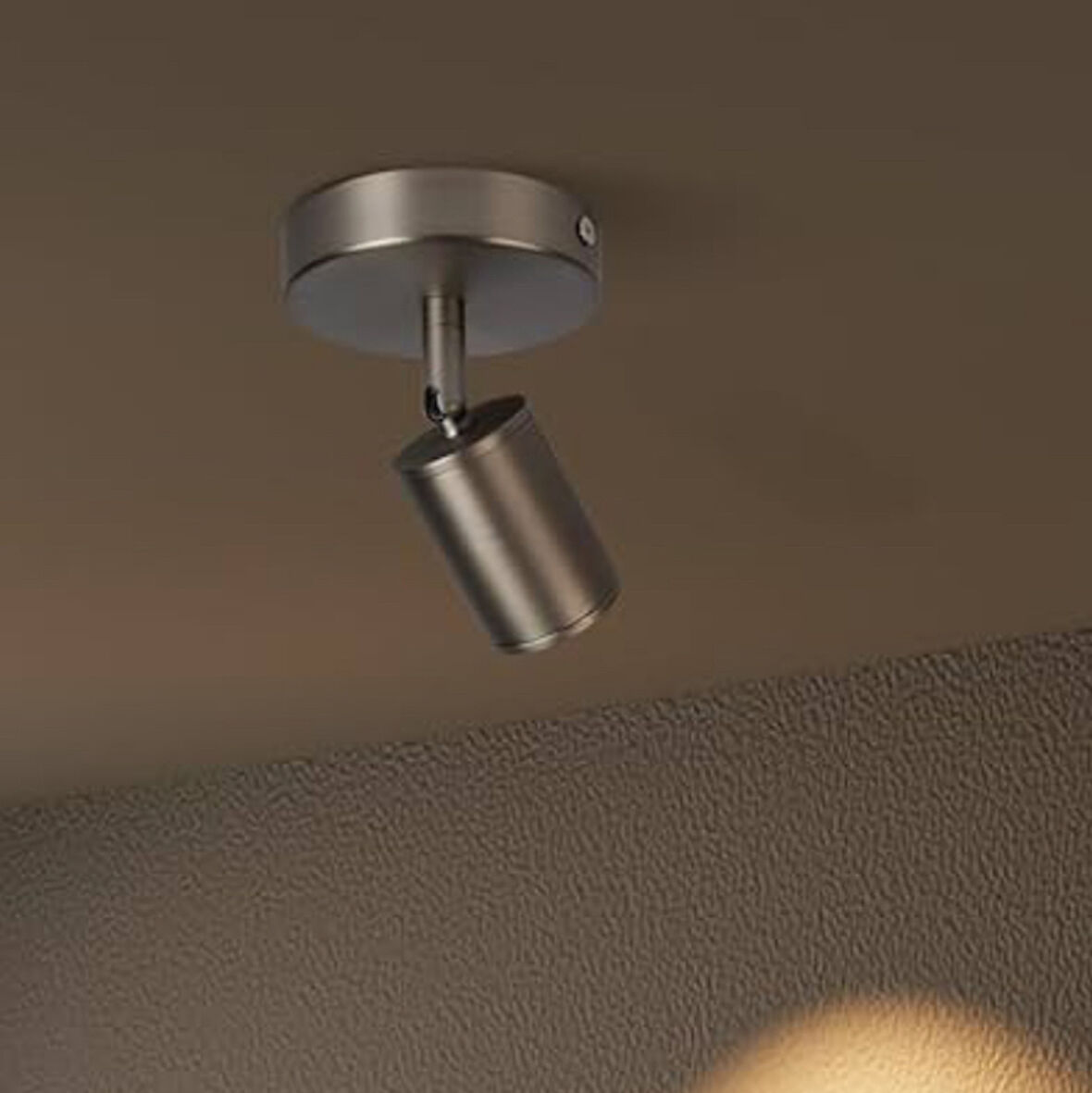 Rsylight Metal Mafsallı İnox Kaplama Spot Armatür Aplik Beyaz Led Ampullü