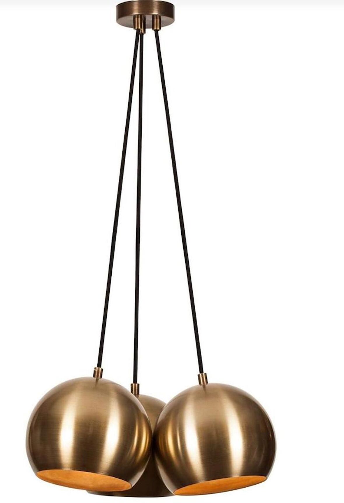Rsylight Metal Modern Rustik Retro Eskitme Kaplama Yuvarlak 3 Lü Opal Camlı Sarkıt Avize 