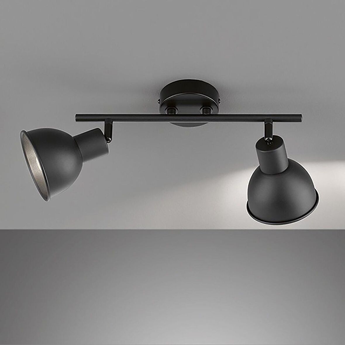 Rsylight Retro Rustik Metal 180 Derece Hareketli Siyah 2 Li Spot Avize