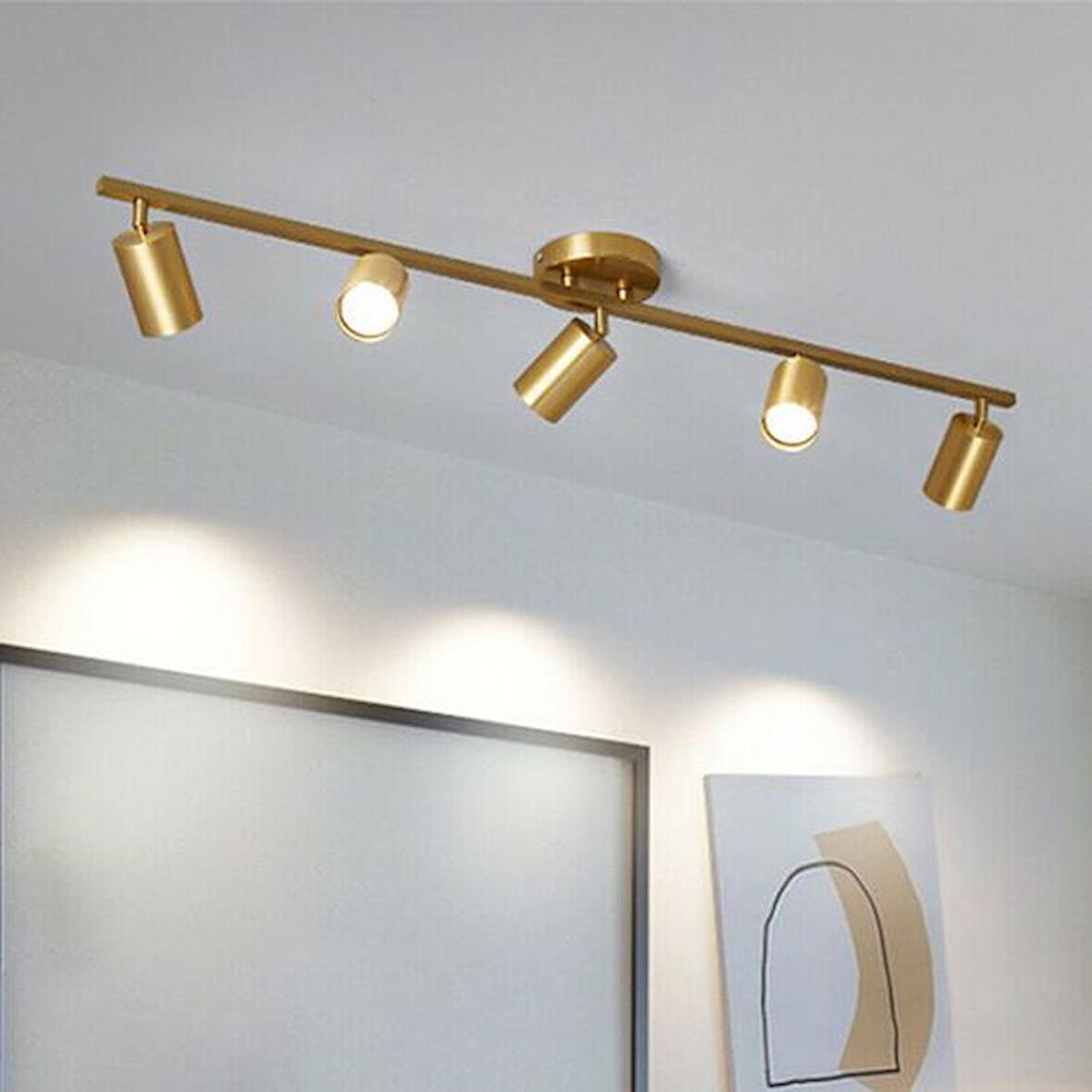 Rsylight Metal Modern 5 Li Eskitme Kaplama Led Spot Avize  Beyaz Ampullü