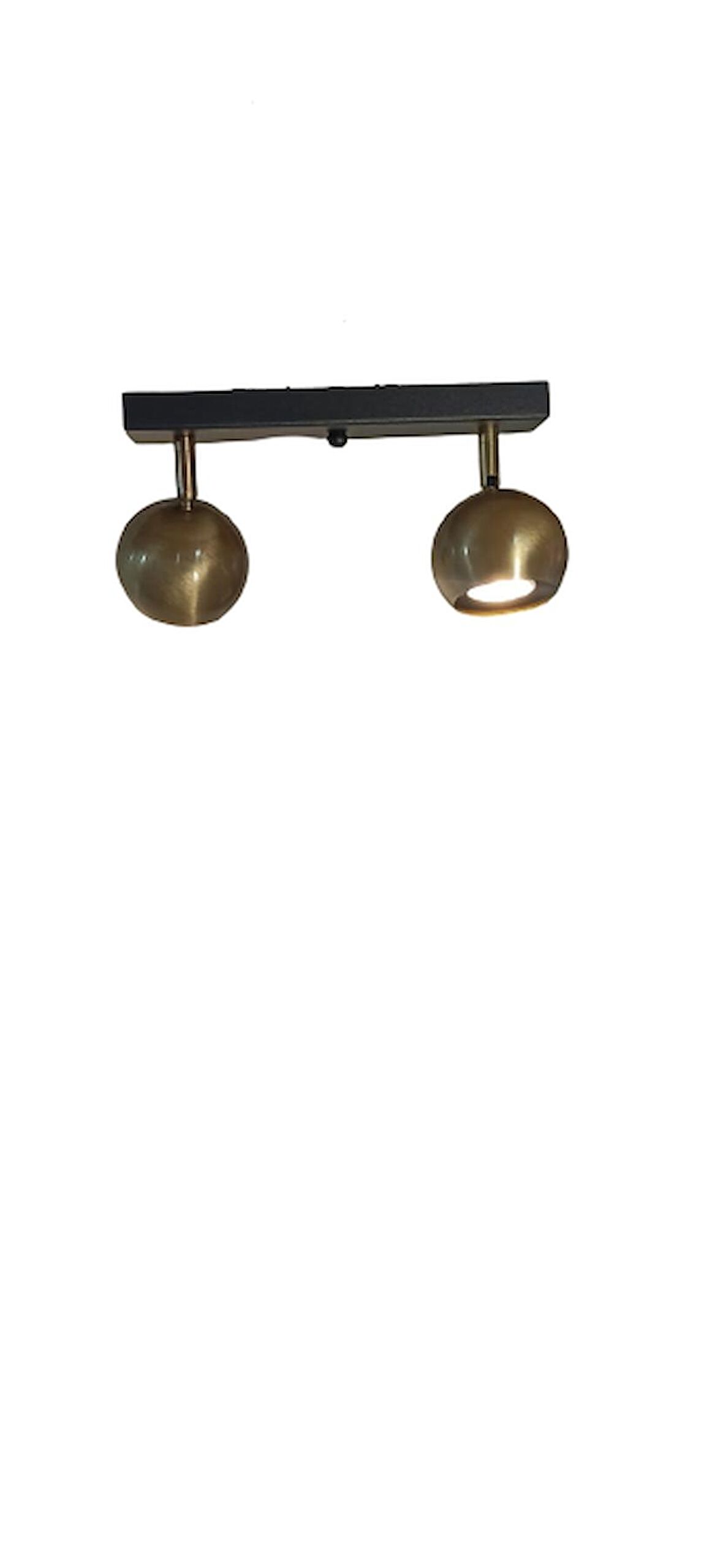 Rsylight Metal Modern 2 Lİ Eskitme Kaplama Siyah Led Spot 180 Derece Hareketli Avize Beyaz Ampullü