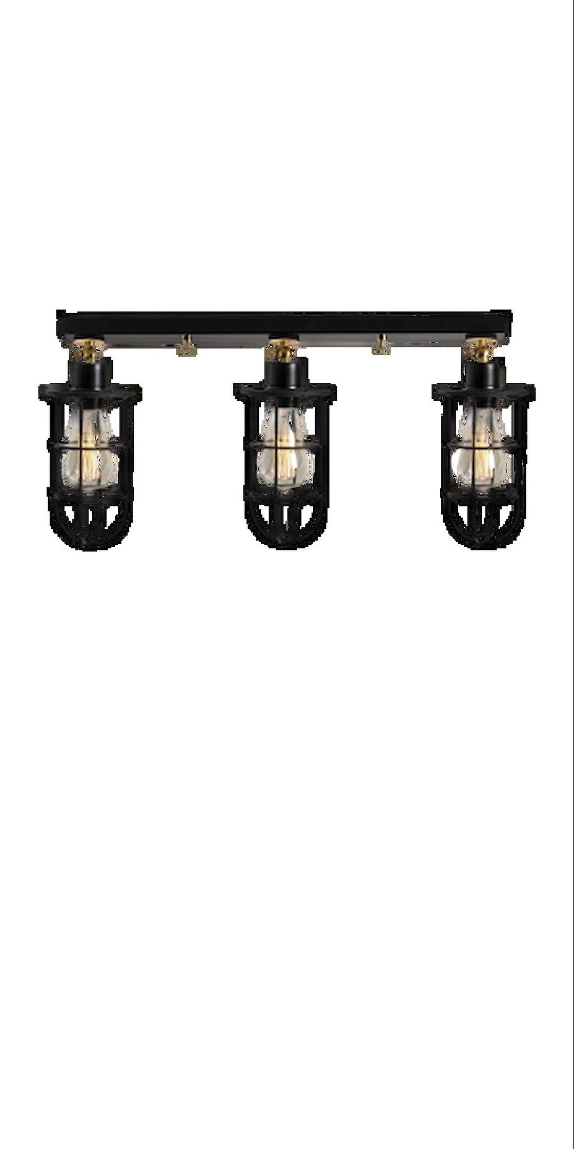 Rsylight Retro Metal Dekoratif Rustik Siyah 3 Lü Hareketli Mafsallı  Sarkıt Avize G:60 cm