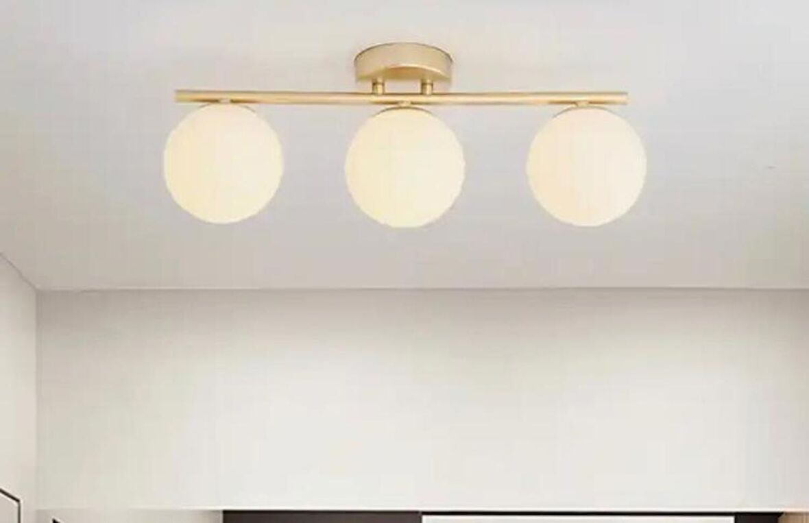 Rsylight Metal Modern Eskitme Kaplama Opal Camlı Tavan Plofyoner 3 LüTavan Avize