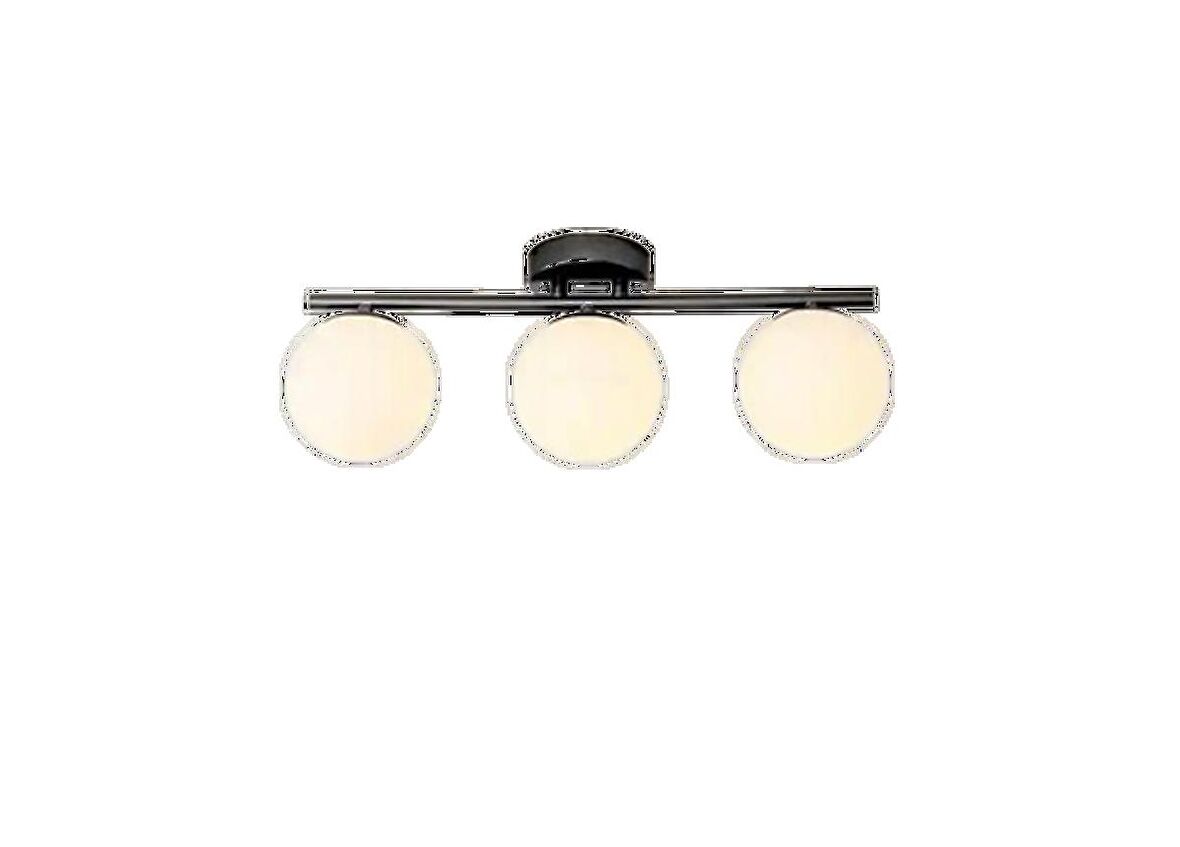 Rsylight Metal Modern Siyah Opal Camlı Tavan Plofyoner 3 LüTavan Avize