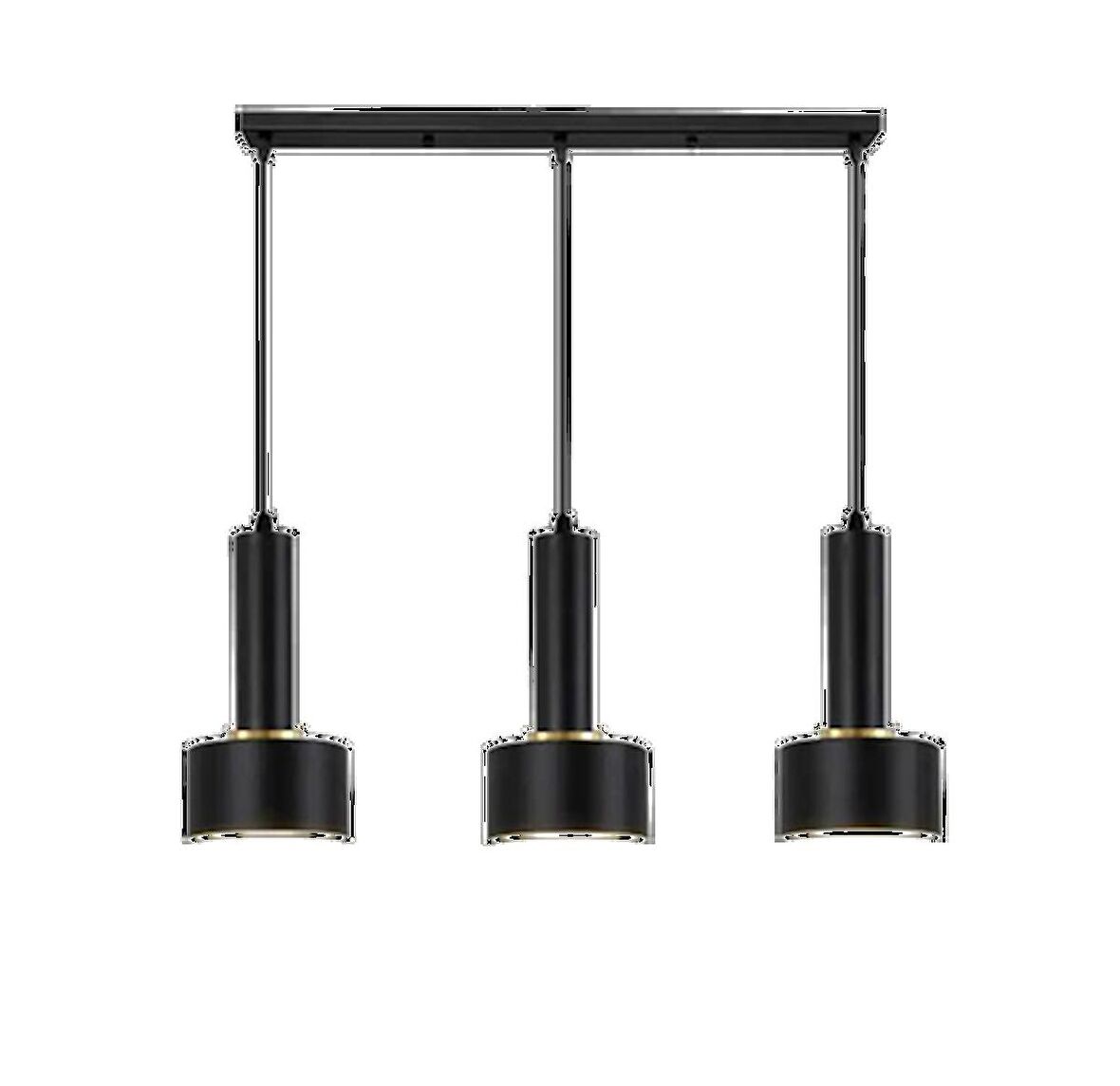 Rsylight Retro Metal Masa Üstü Dekoratif Rustik 3 Lü Siyah Sıralı Avize 