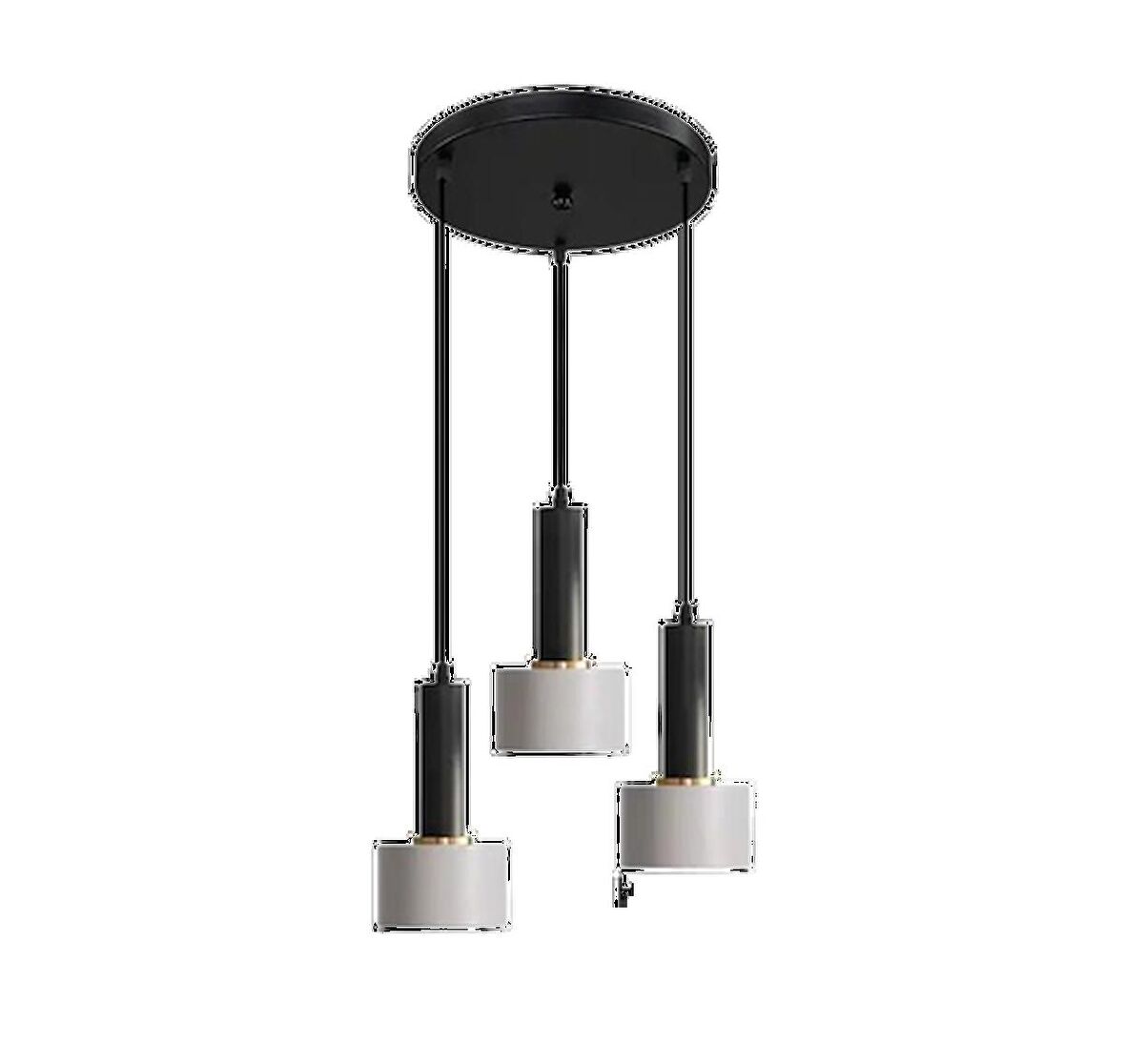 Rsylight Retro Metal Modern Dekoratif Rustik 3 Lü Siyah Beyaz Avize 