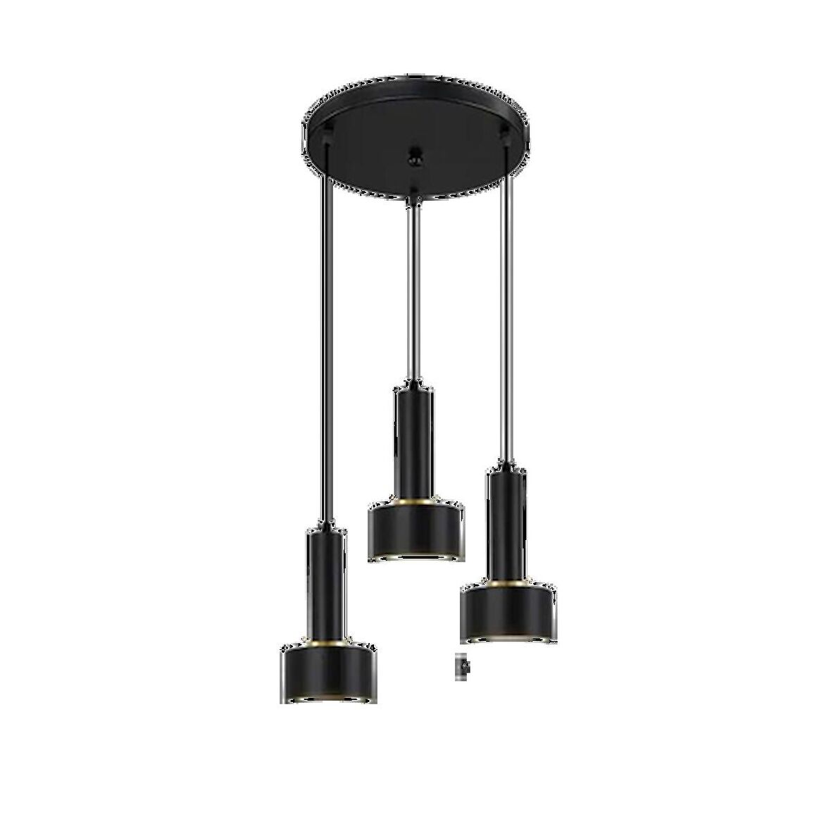 Rsylight Retro Metal Modern Dekoratif Rustik 3 Lü Siyah Avize 