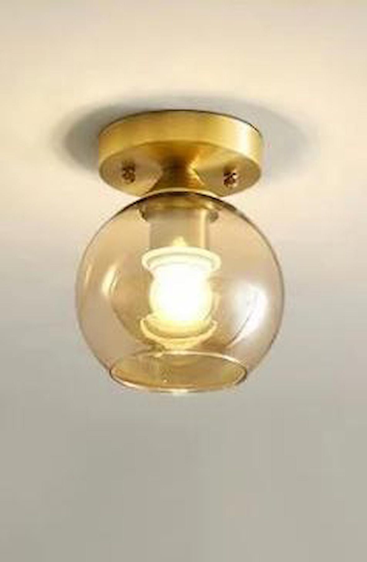 Rsylight Rustik Dekoratif Metal Modern Eskitme Opal Bal Camlı Tekli  Avize