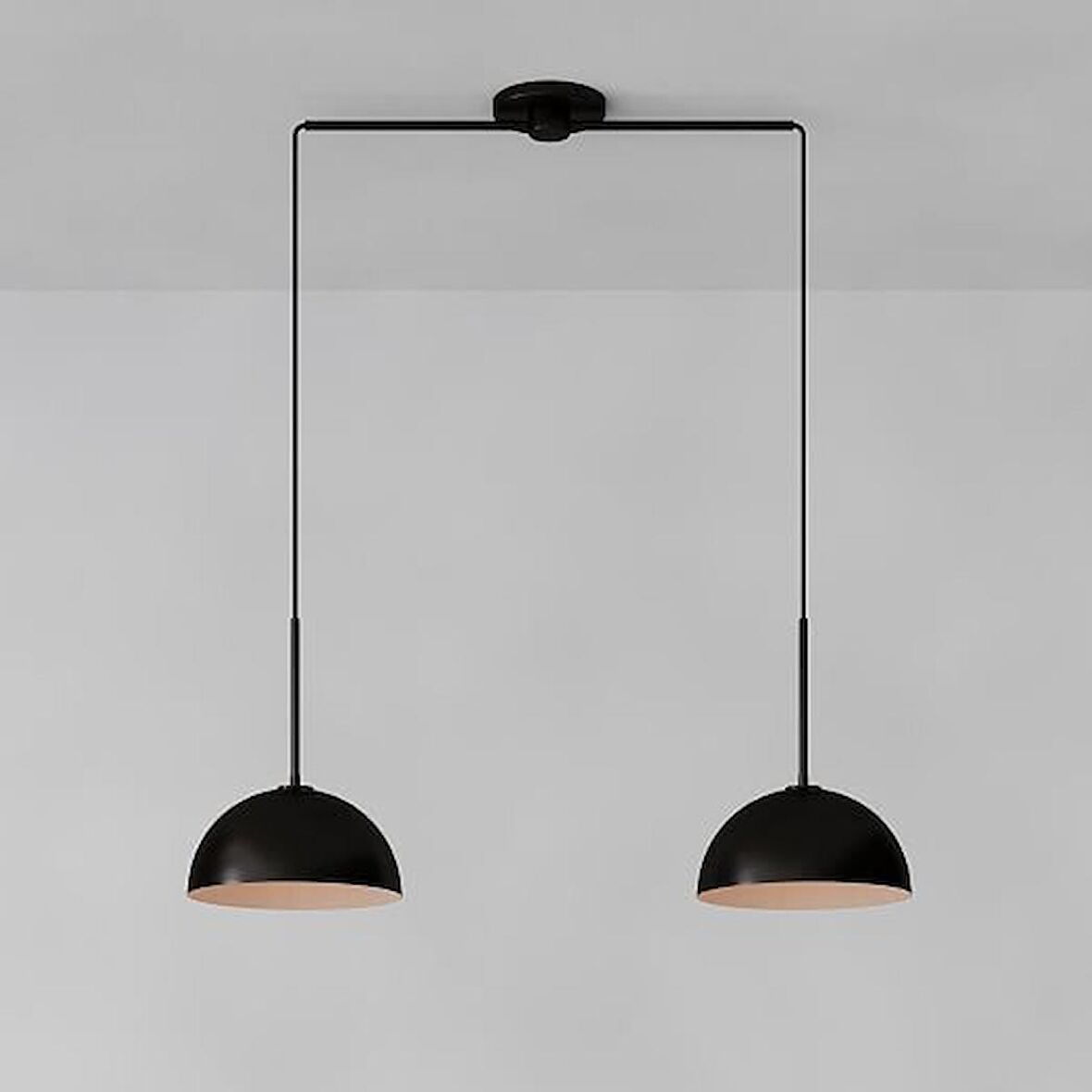 Rsylight Retro Metal Modern Siyah Spor Dekoratif Rustik 2 Li Avize 