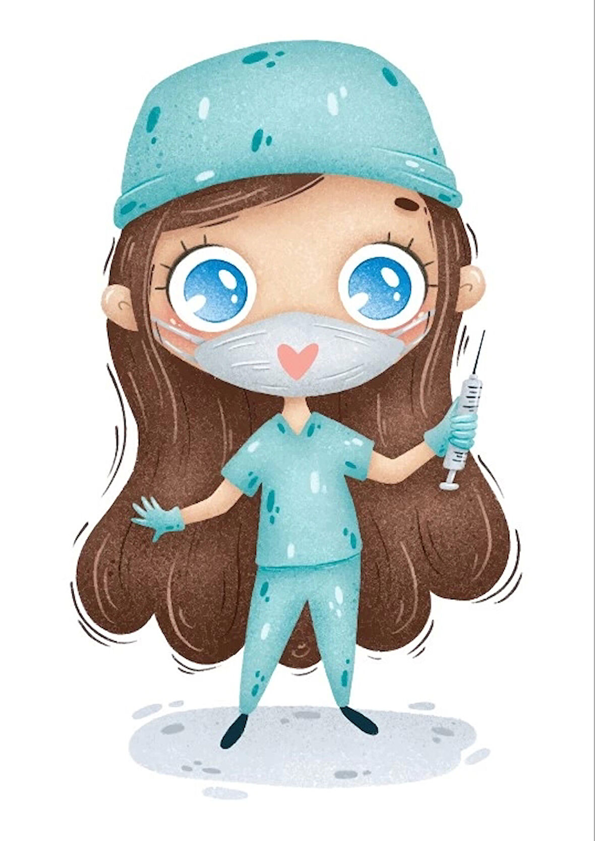 Doktor Kız Duvar Stickerı (Mavi Kıyafetli)