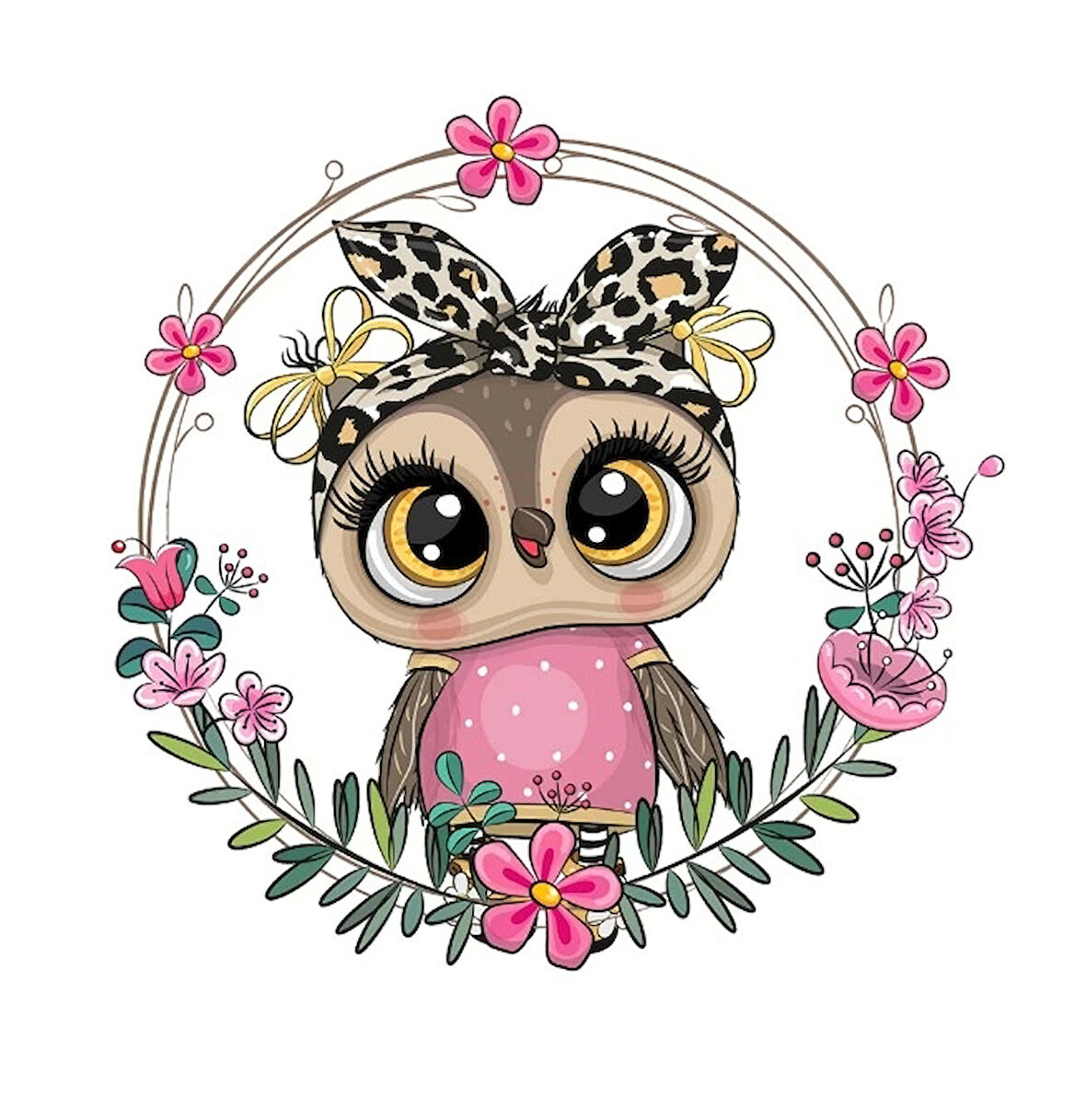 Leopar Bandanalı Baykuş Duvar Stickerı