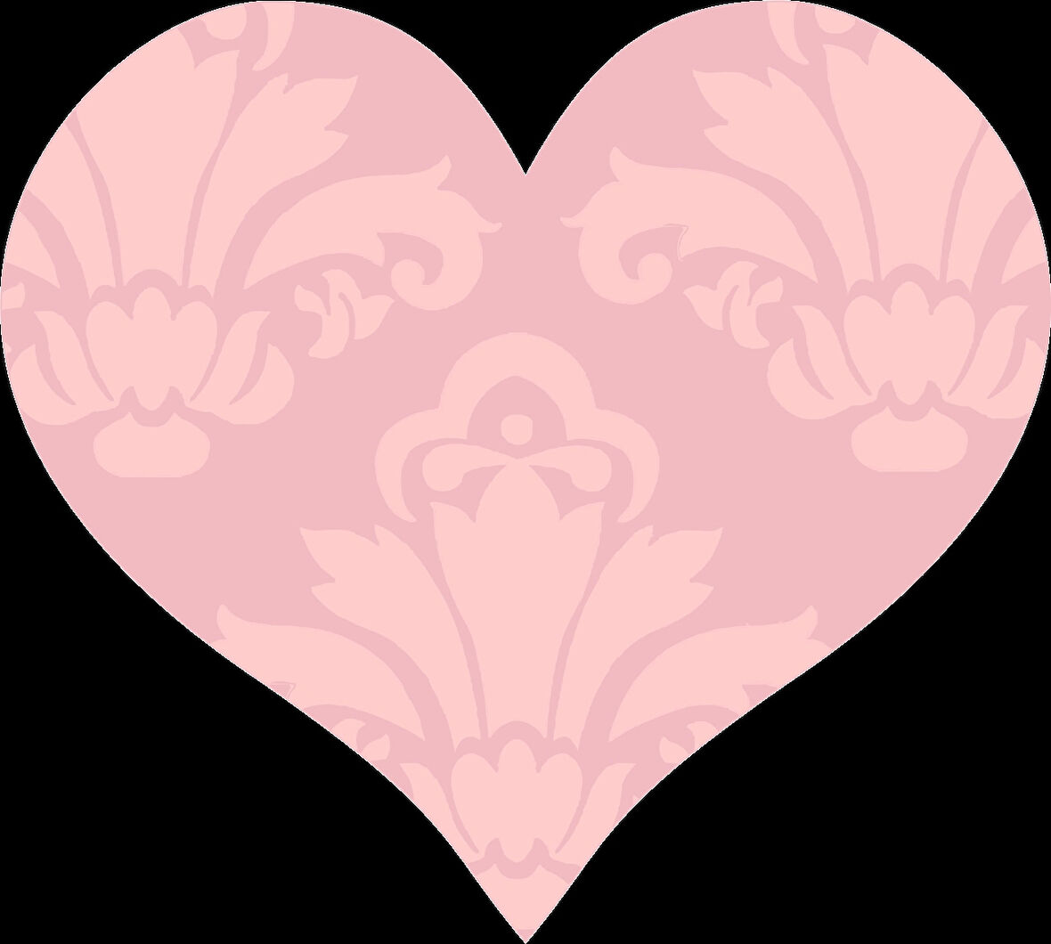 Açık Pembe Damask Desenli Kalp Duvar Stickerı