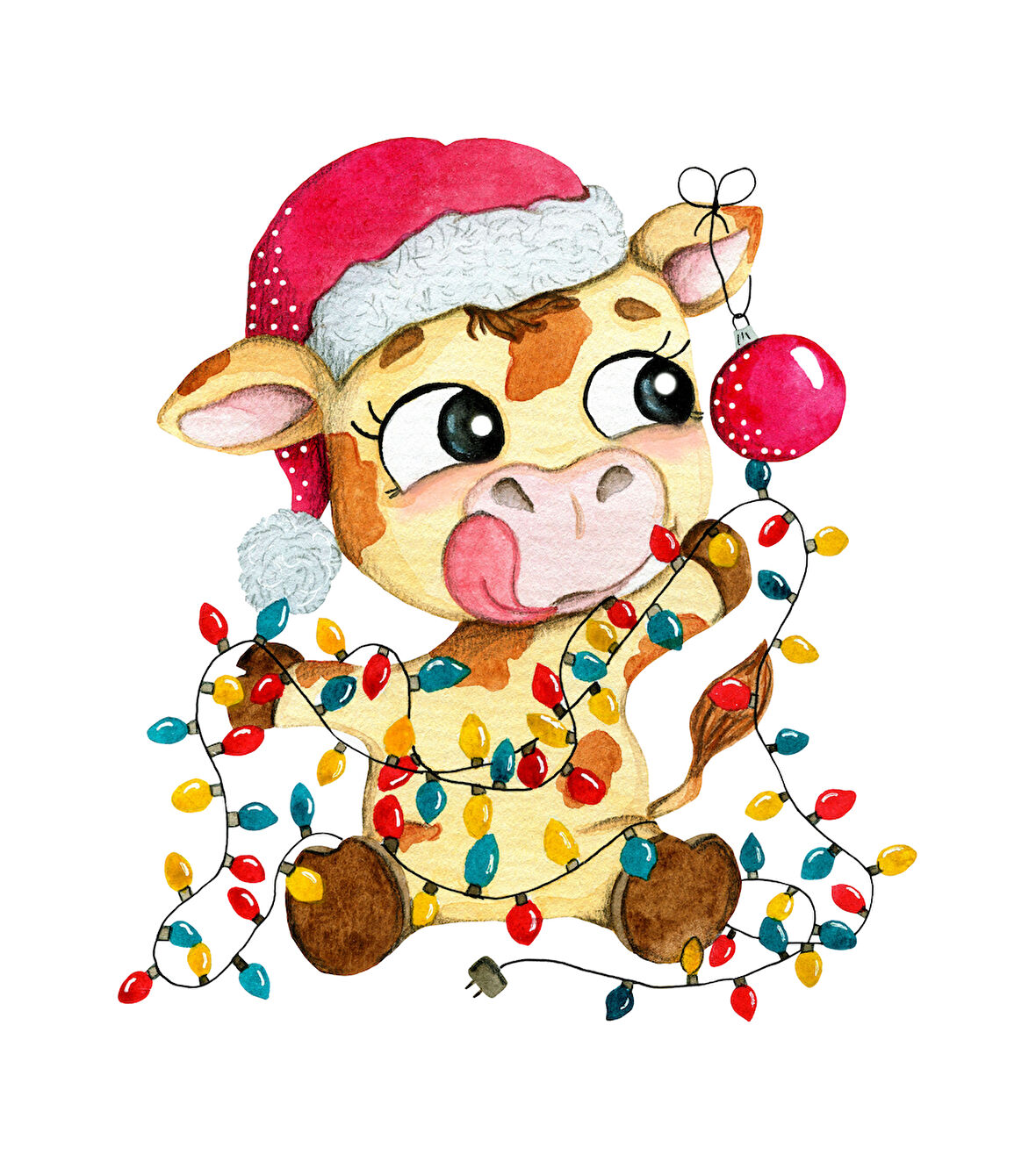 Noel Işıklı İnek Duvar Stickerı