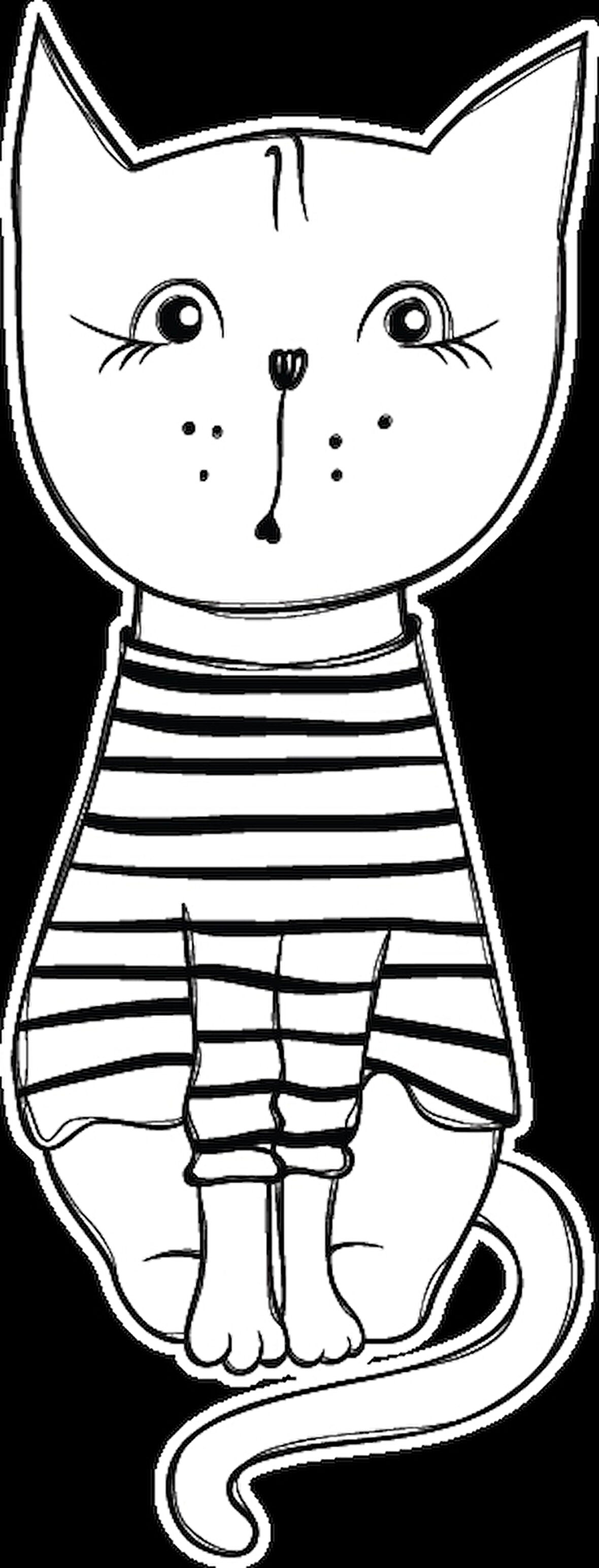 Çizgili Kazaklı Kedi Duvar Stickerı